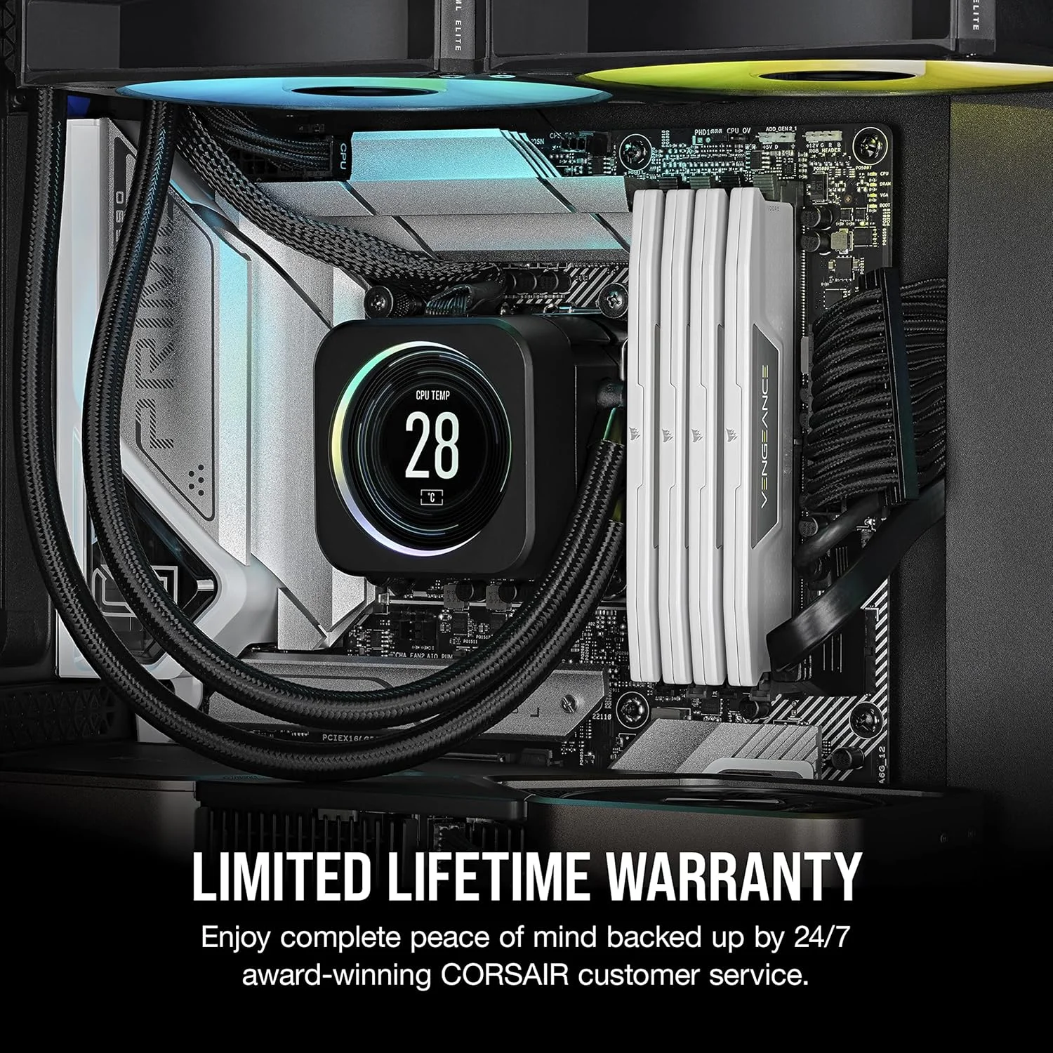رم کامپیوتر CORSAIR VENGEANCE DDR5 با ظرفیت 32 گیگابایت (2x16GB) 5600MHz CL40 Intel XMP iCUE Compatible - سفید (CMK32GX5M2B5600C40W)