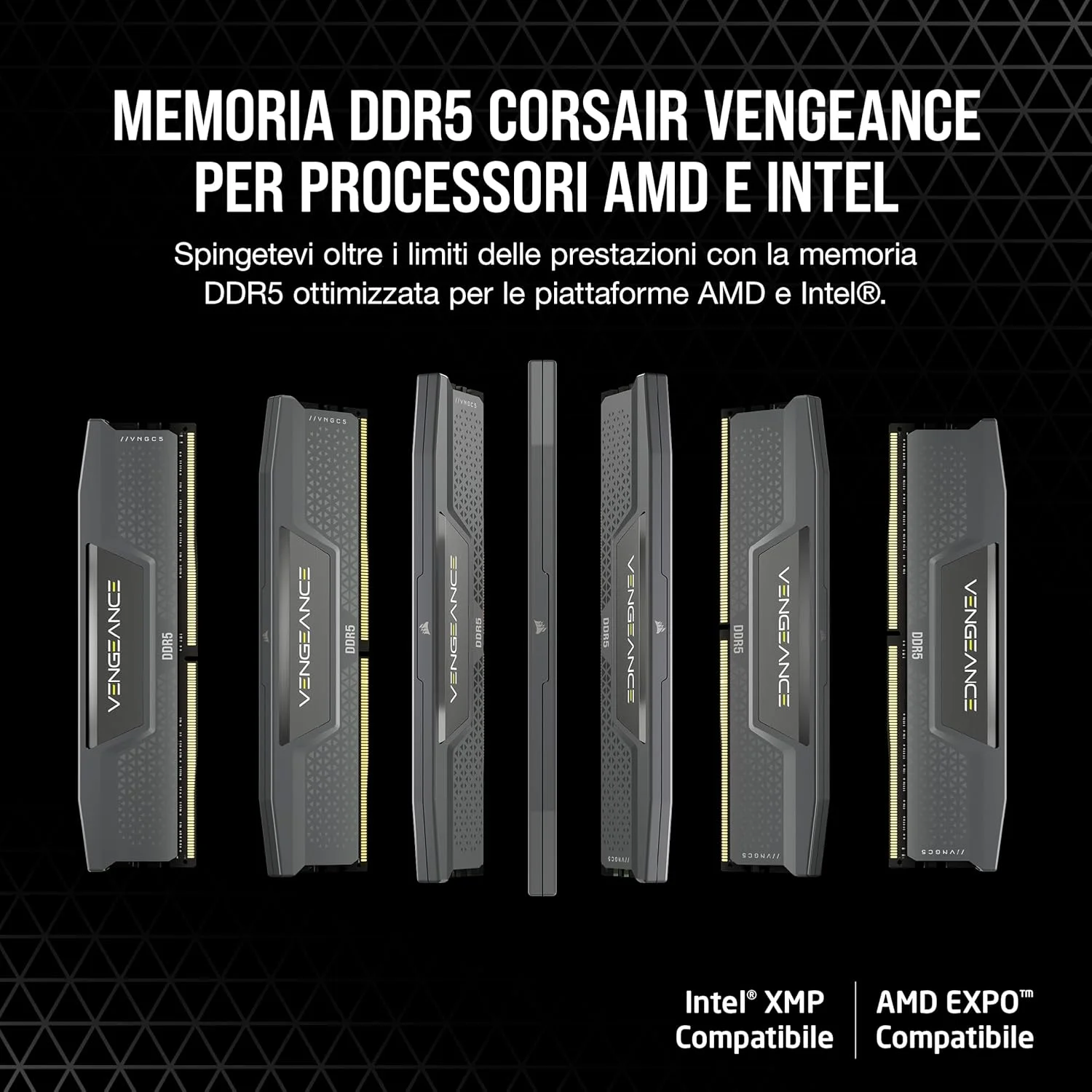 رم کامپیوتر دسکتاپ CORSAIR VENGEANCE DDR5 با ظرفیت 96 گیگابایت (2x48GB) فرکانس 6000MHz CL36-44-44-96 ولتاژ 1.4V AMD EXPO Intel XMP 3.0 - خاکستری (CMK96GX5M2E6000Z36)