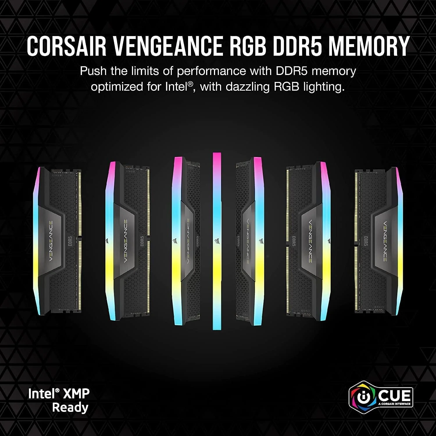رم کامپیوتر CORSAIR VENGEANCE RGB DDR5 با ظرفیت 32 گیگابایت (2x16GB) 6000MHz CL36 Intel XMP iCUE Compatible - مشکی (CMH32GX5M2E6000C36)