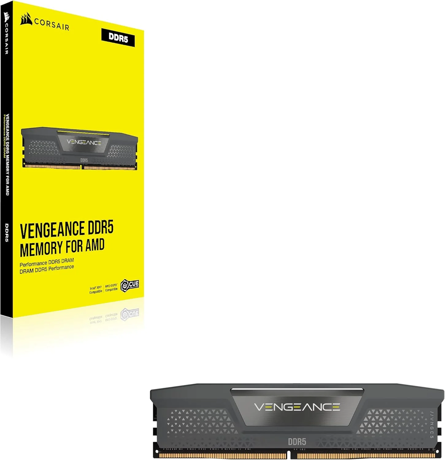 رم کامپیوتر دسکتاپ CORSAIR Vengeance DDR5 با ظرفیت 32 گیگابایت (1x32GB) فرکانس 6000 مگاهرتز CL38-44-44-96 ولتاژ 1.35 ولت AMD Expo Intel XMP 3.0 - خاکستری (CMK32GX5M1B6000Z38)