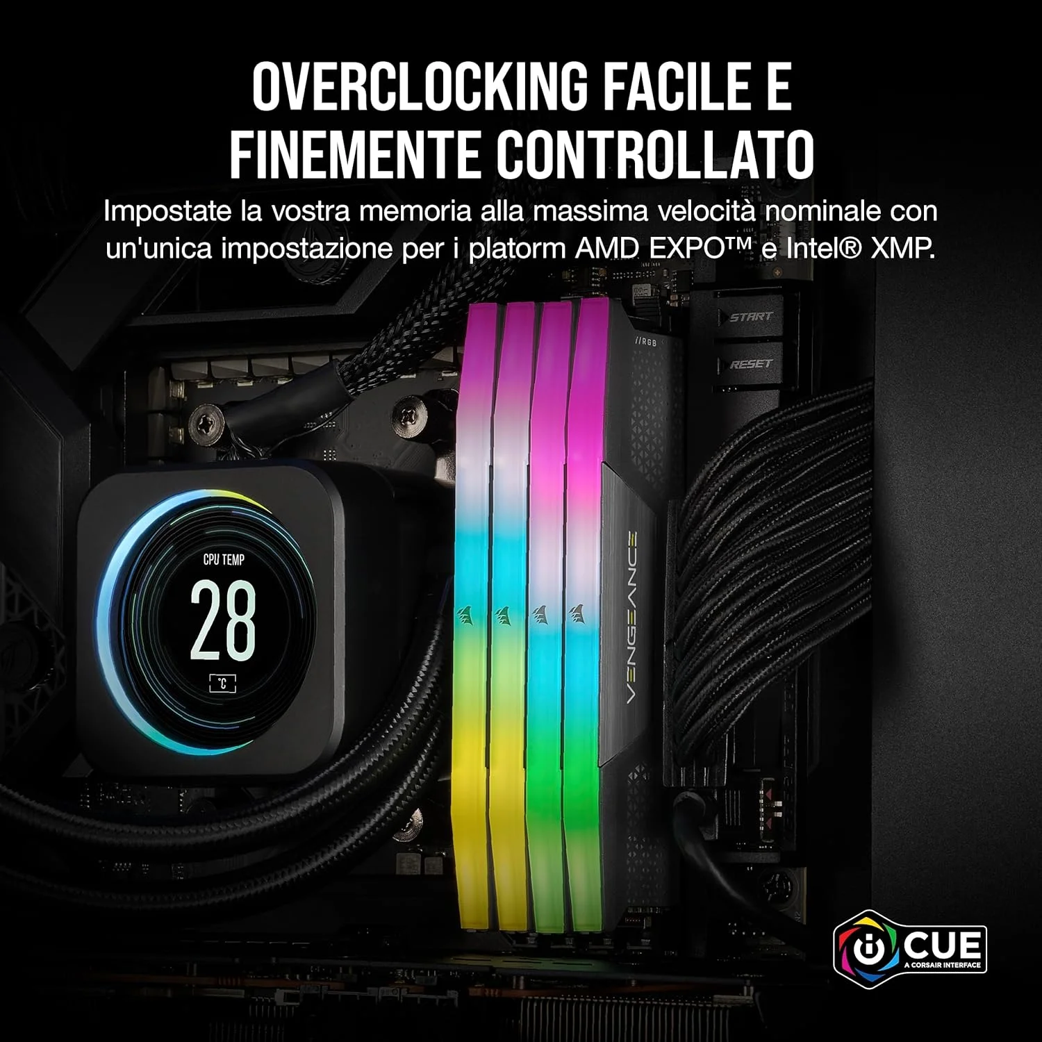 رم دسکتاپ CORSAIR VENGEANCE RGB DDR5 با ظرفیت 96 گیگابایت (2x48 گیگابایت) 6000 مگاهرتز CL36-44-44-96 1.4 ولت AMD EXPO Intel XMP 3.0 - خاکستری (CMH96GX5M2E6000Z36)