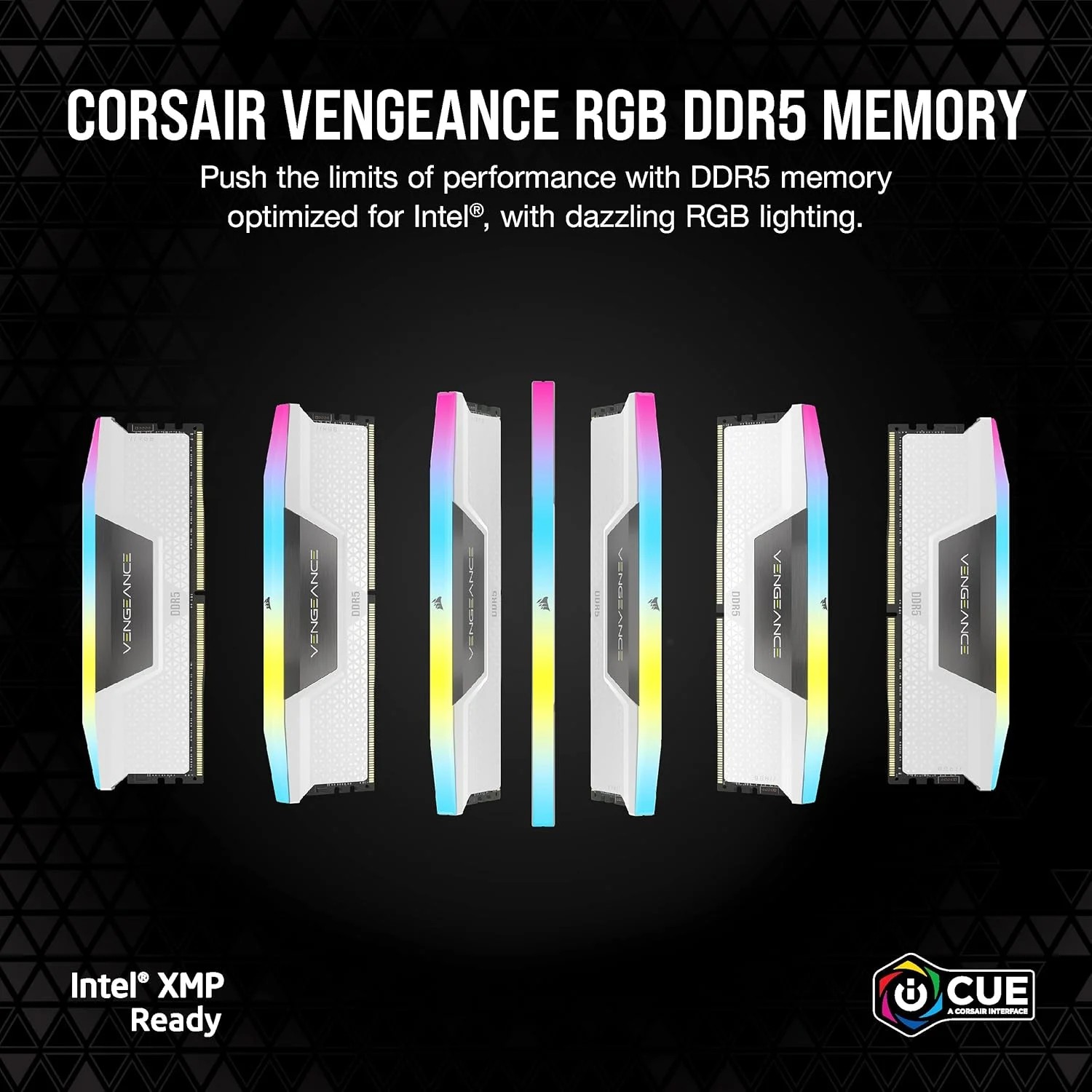 رم کامپیوتر DDR5 32 گیگابایتی (2x16GB) CORSAIR VENGEANCE RGB با فرکانس 6000 مگاهرتز CL36 Intel XMP سازگار با iCUE - سفید (CMH32GX5M2E6000C36W)