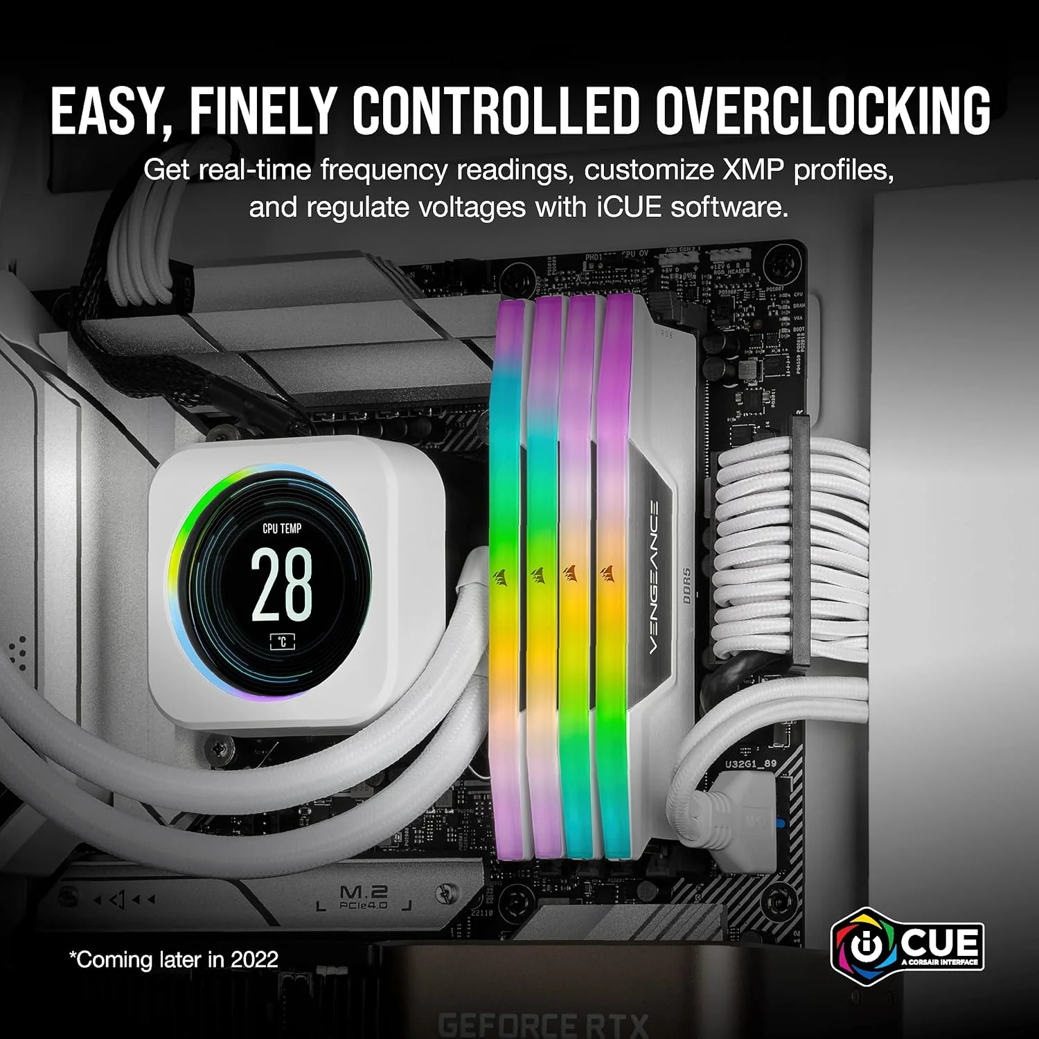 رم کامپیوتر DDR5 32 گیگابایتی (2x16GB) CORSAIR VENGEANCE RGB با فرکانس 6000 مگاهرتز CL36 Intel XMP سازگار با iCUE - سفید (CMH32GX5M2E6000C36W)