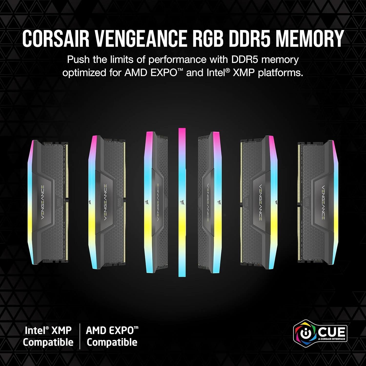 رم کامپیوتر DDR5 کرسیر Vengeance RGB با ظرفیت 32 گیگابایت (2x16GB) فرکانس 6400 مگاهرتز CL30-40-40-104 ولتاژ 1.40V AMD Expo Intel XMP 3.0 - خاکستری (CMH32GX5M2B6400Z30)