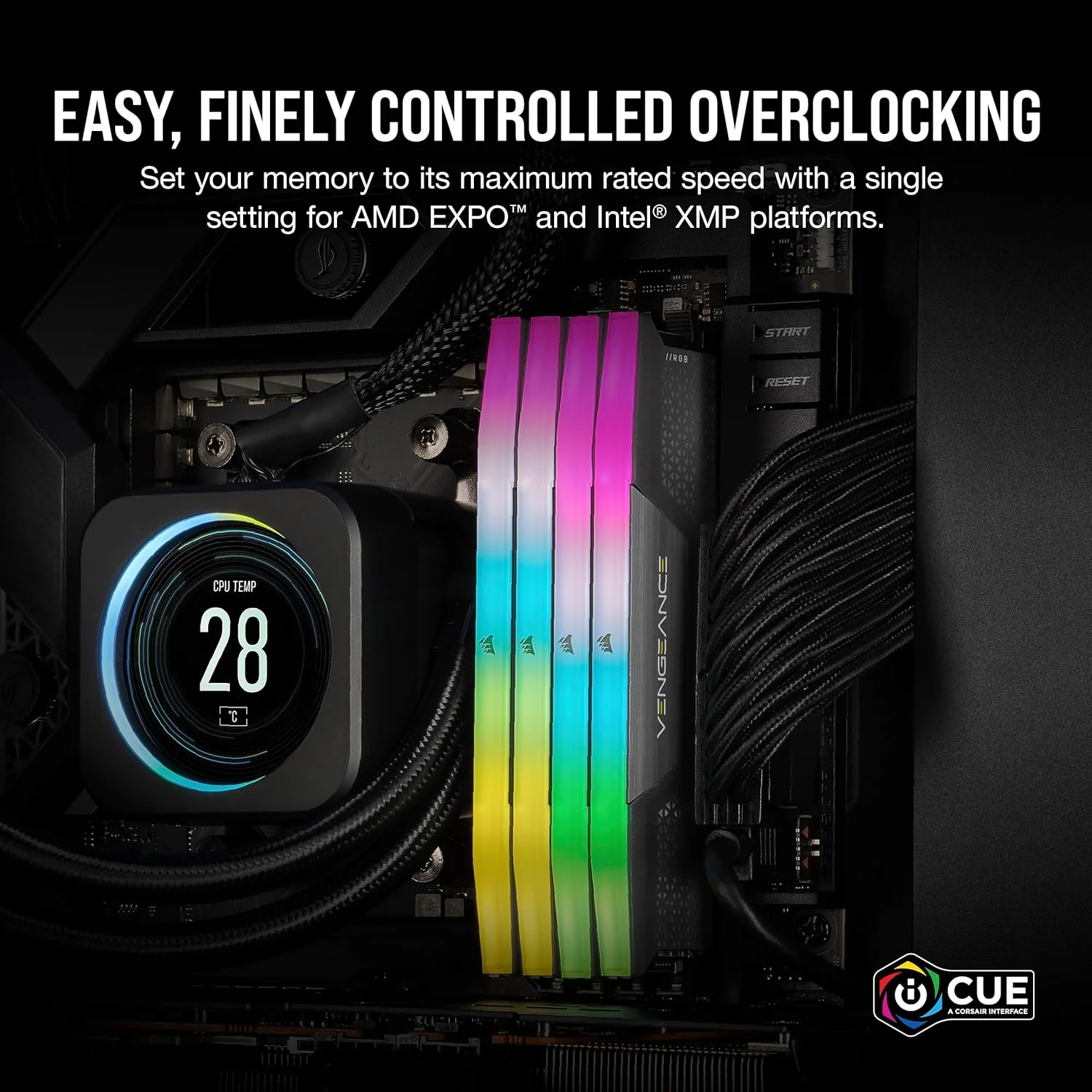 رم کامپیوتر CORSAIR VENGEANCE RGB DDR5 با ظرفیت 32 گیگابایت (2x16GB) 6000MHz CL28 AMD EXPO Intel XMP سازگار با iCUE - خاکستری (CMH32GX5M2B6000Z28)