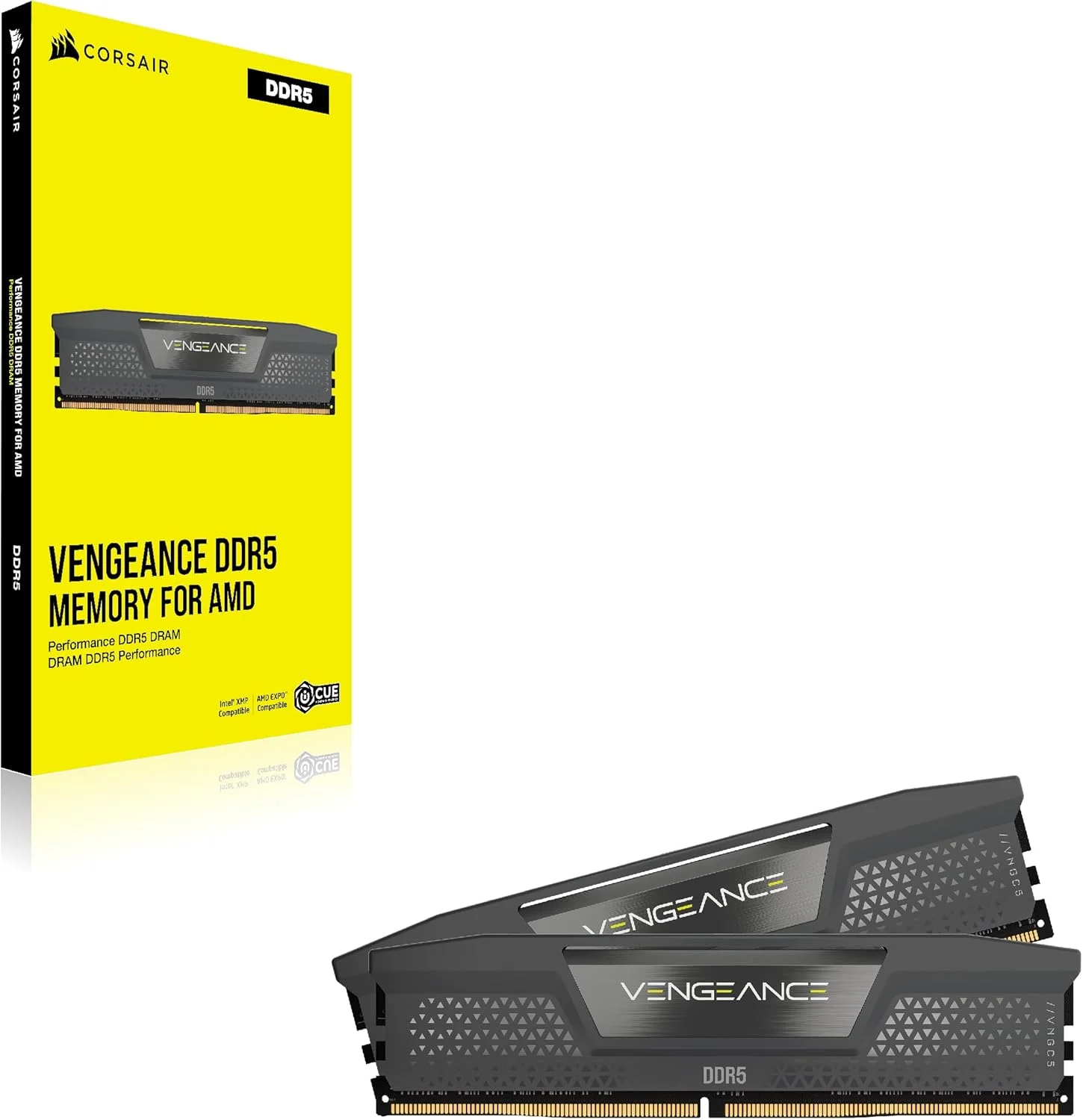 رم دسکتاپ 32 گیگابایتی CORSAIR VENGEANCE DDR5 (دو عدد 16 گیگابایتی) 6400 مگاهرتز CL30-36-36-76 1.40 ولت AMD EXPO Intel XMP 3.0 - خاکستری (CMK32GX5M2B6400Z30)