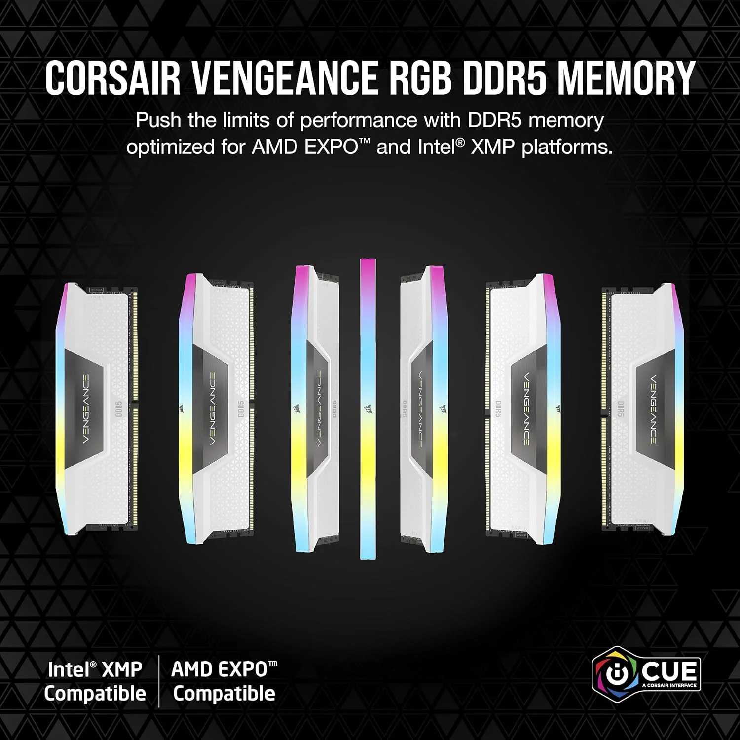 رم کامپیوتر دسکتاپ CORSAIR VENGEANCE RGB DDR5 با ظرفیت 32 گیگابایت (2x16GB) 6400MHz CL36-48-48-104 1.35V AMD EXPO Intel XMP 3.0 - سفید (CMH32GX5M2B6400Z36W)