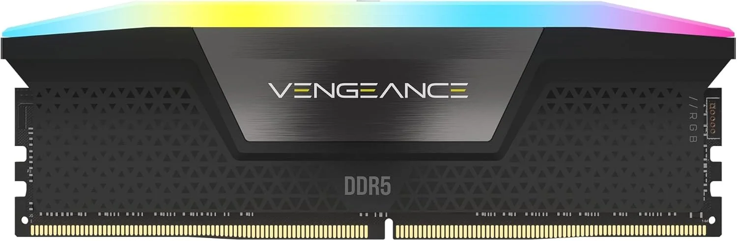 رم کامپیوتر DDR5 32 گیگابایتی (2x16GB) 7000MHz CL34 CORSAIR VENGEANCE RGB، سازگار با Intel XMP iCUE - مشکی (CMH32GX5M2X7000C34)