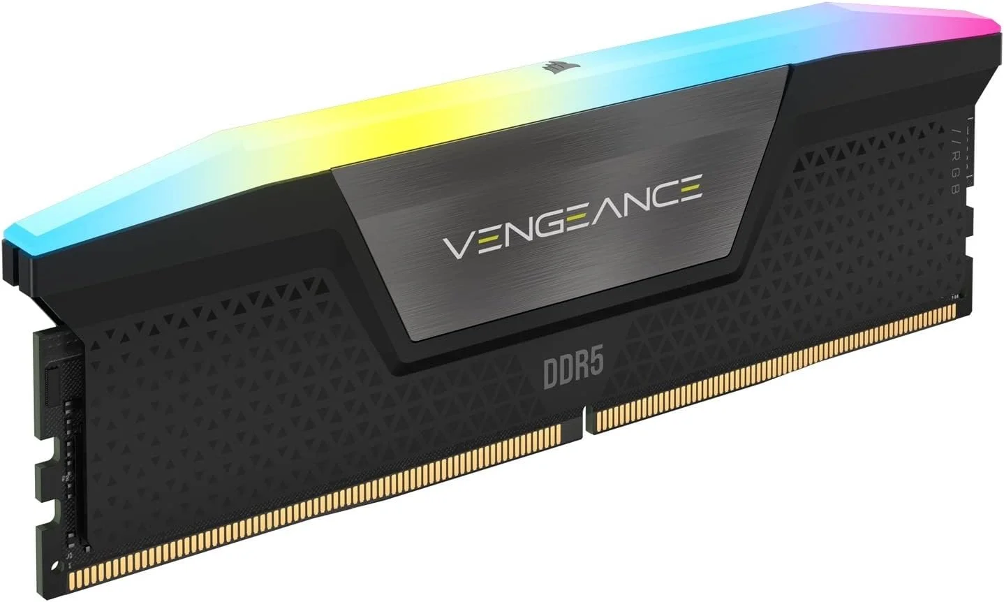 رم کامپیوتر DDR5 32 گیگابایتی (2x16GB) 7000MHz CL34 CORSAIR VENGEANCE RGB، سازگار با Intel XMP iCUE - مشکی (CMH32GX5M2X7000C34)