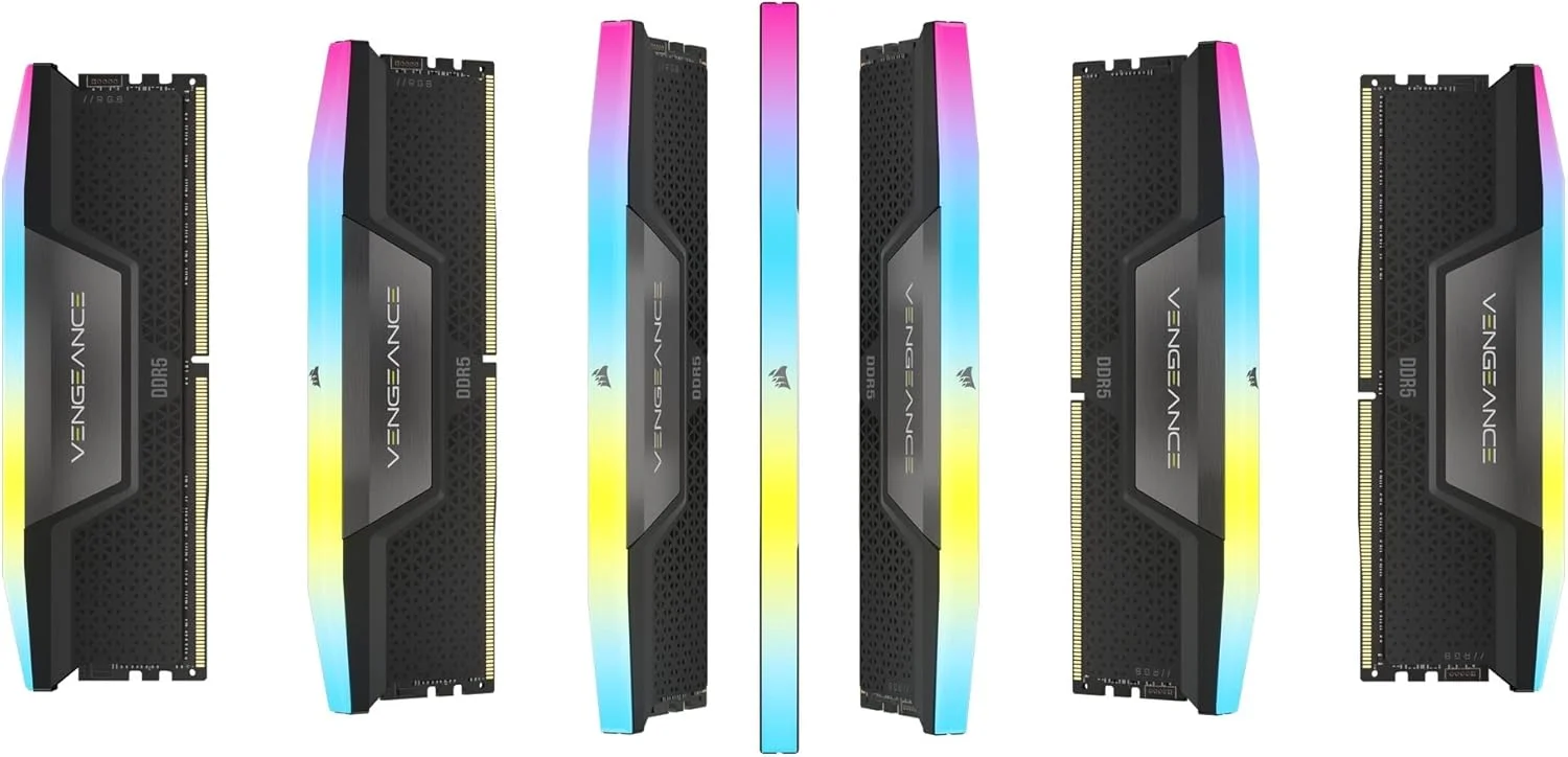 رم کامپیوتر DDR5 32 گیگابایتی (2x16GB) 7000MHz CL34 CORSAIR VENGEANCE RGB، سازگار با Intel XMP iCUE - مشکی (CMH32GX5M2X7000C34)