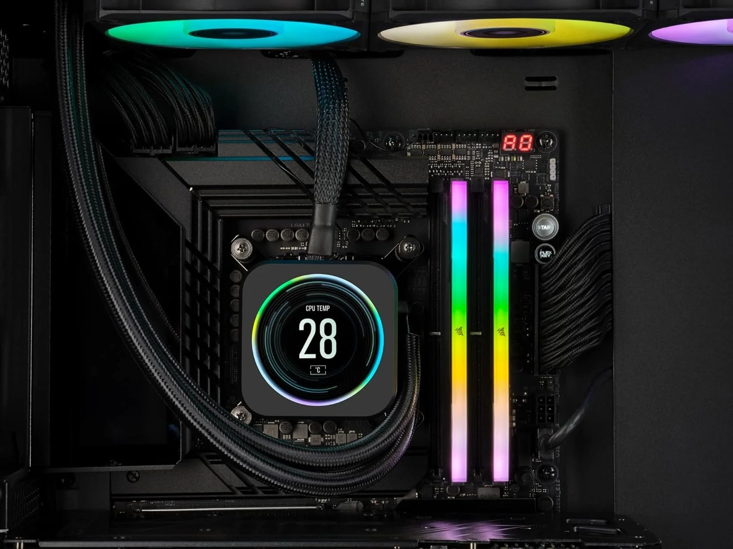 رم کامپیوتر DDR5 32 گیگابایتی (2x16GB) 7000MHz CL34 CORSAIR VENGEANCE RGB، سازگار با Intel XMP iCUE - مشکی (CMH32GX5M2X7000C34)