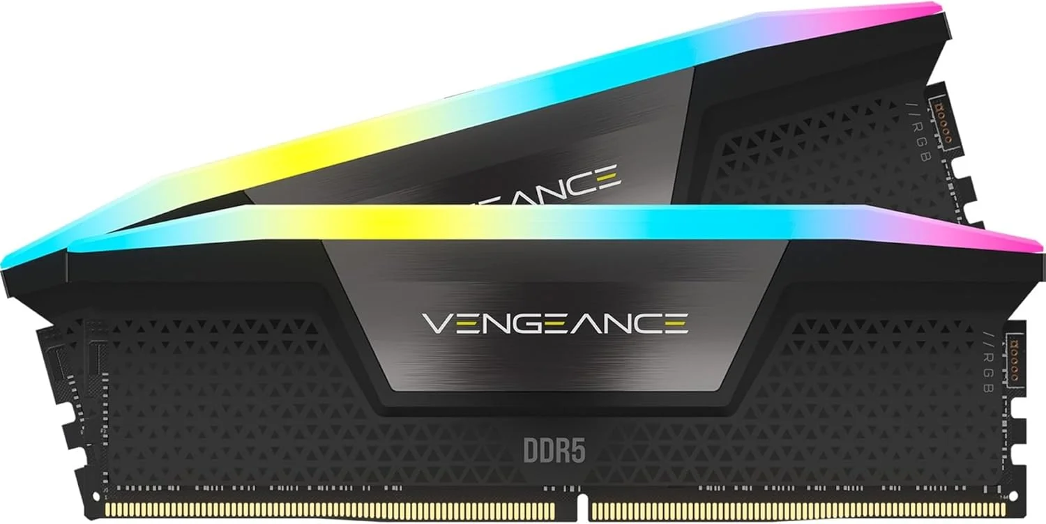 رم کامپیوتر CORSAIR VENGEANCE RGB DDR5 با ظرفیت 48 گیگابایت (2x24GB) و فرکانس 7200 مگاهرتز CL36، سازگار با Intel XMP iCUE - مشکی (CMH48GX5M2B7200C36)