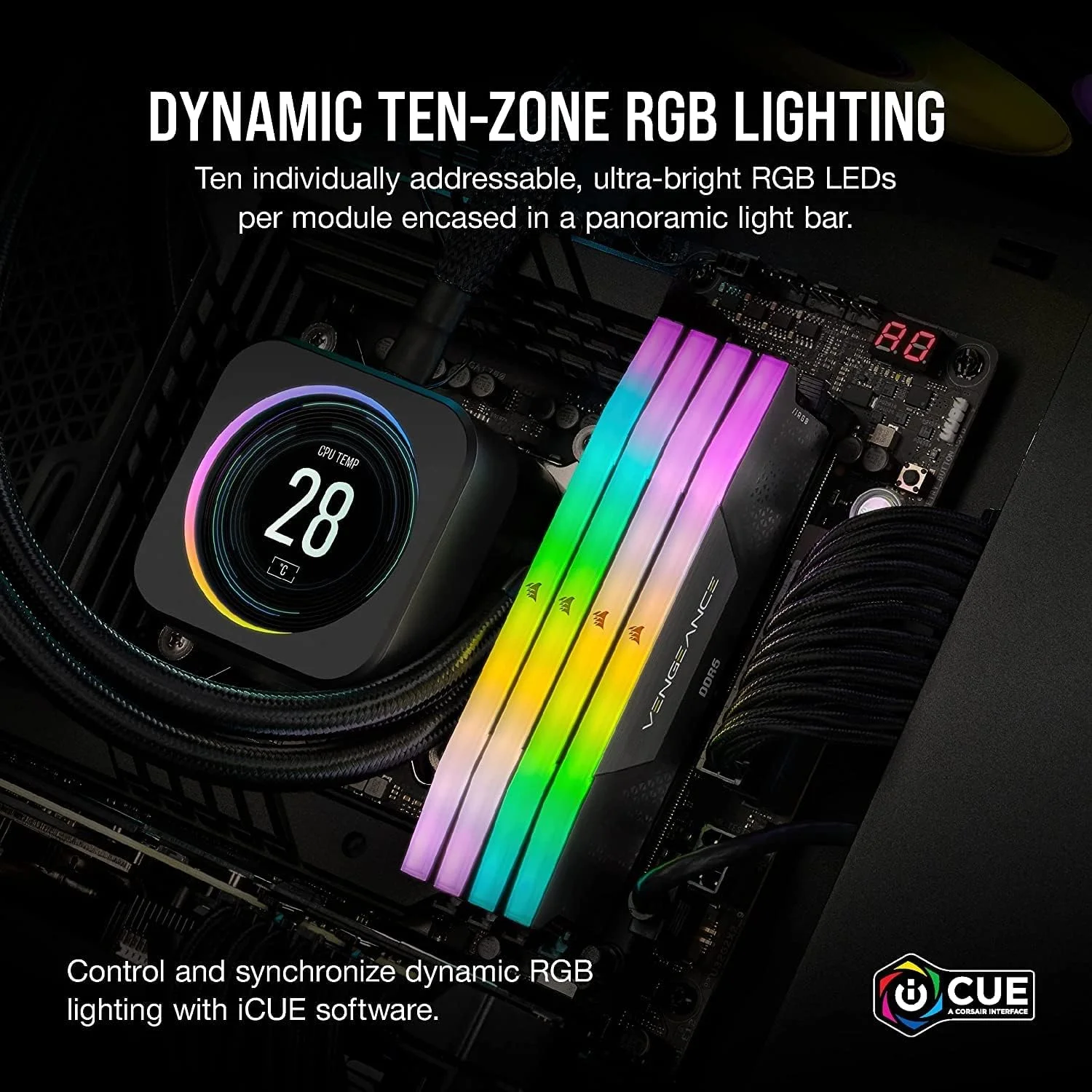رم کورسیر VENGEANCE RGB DDR5 2x24GB (48GB) DDR5 6000 CL36-44-44-96 1.40V Intel XMP - مشکی