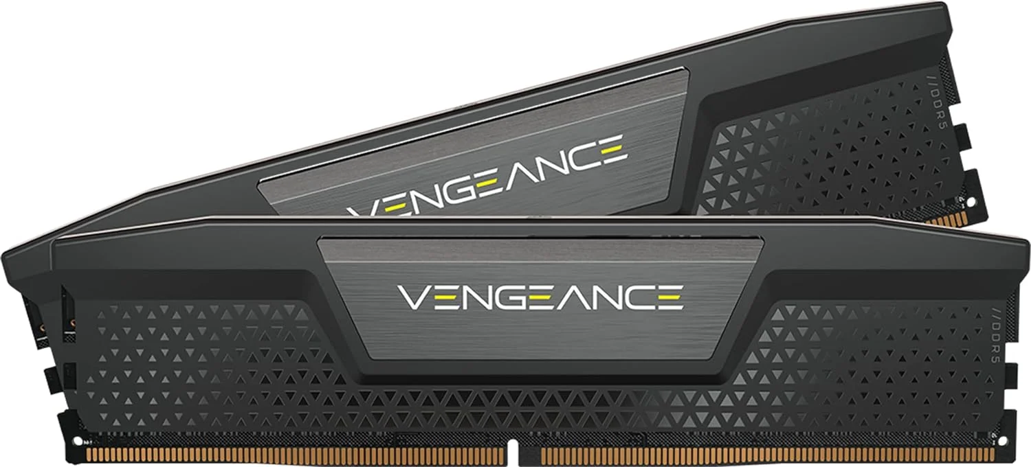 حافظه رم دسکتاپ 32 گیگابایتی Corsair VENGEANCE DDR5 (2x16GB) 6000MHz C36 بهینه شده برای Intel با تنظیم ولتاژ داخلی، مشکی، CMK32GX5M2D6000C36