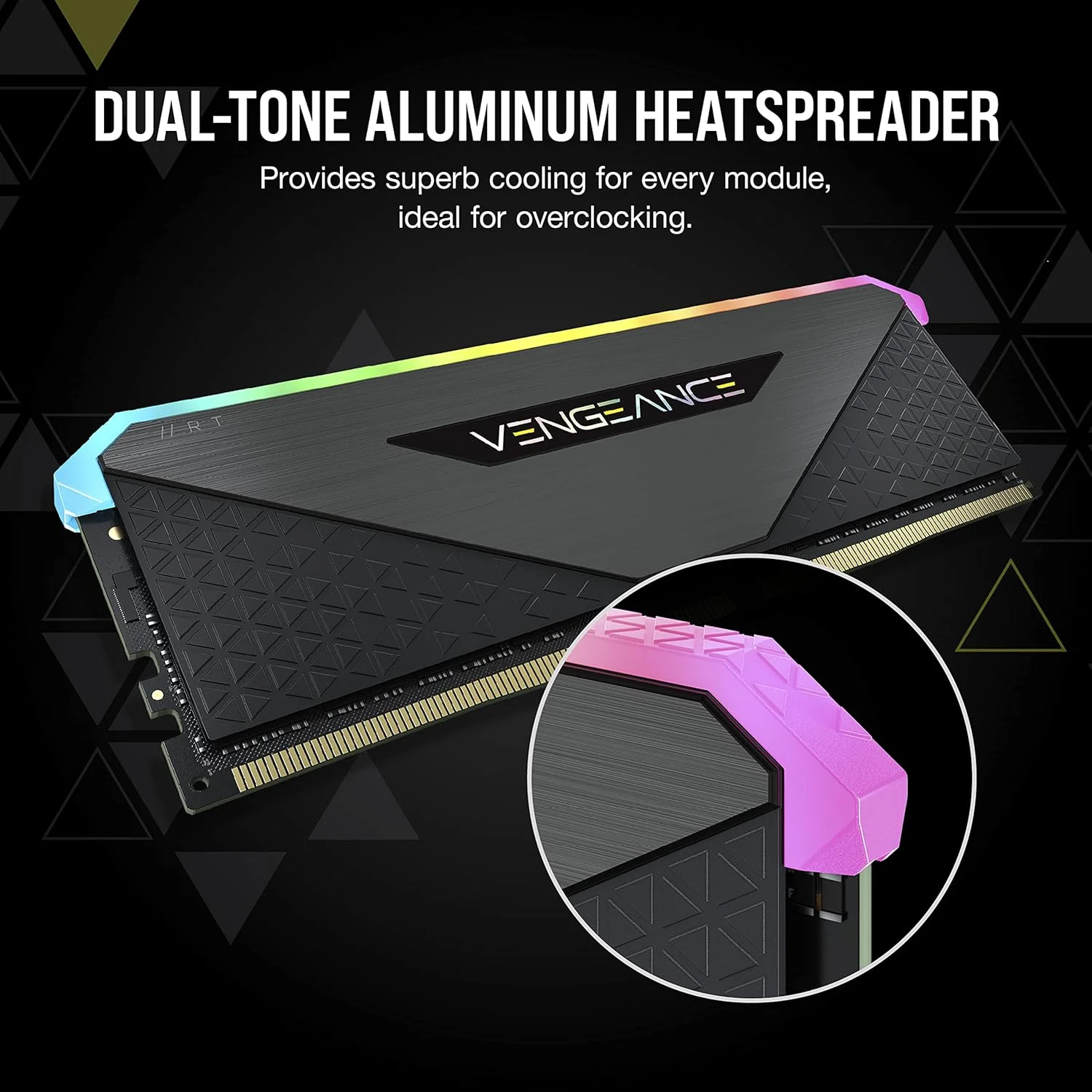 حافظه رم دسکتاپ 16 گیگابایتی (2x8GB) Corsair Vengeance RGB RT DDR4 4000MHz C18 (نورپردازی RGB پویا، بهینه شده برای AMD سری 300/400/500، سازگار با Intel سری 300/400/500) مشکی