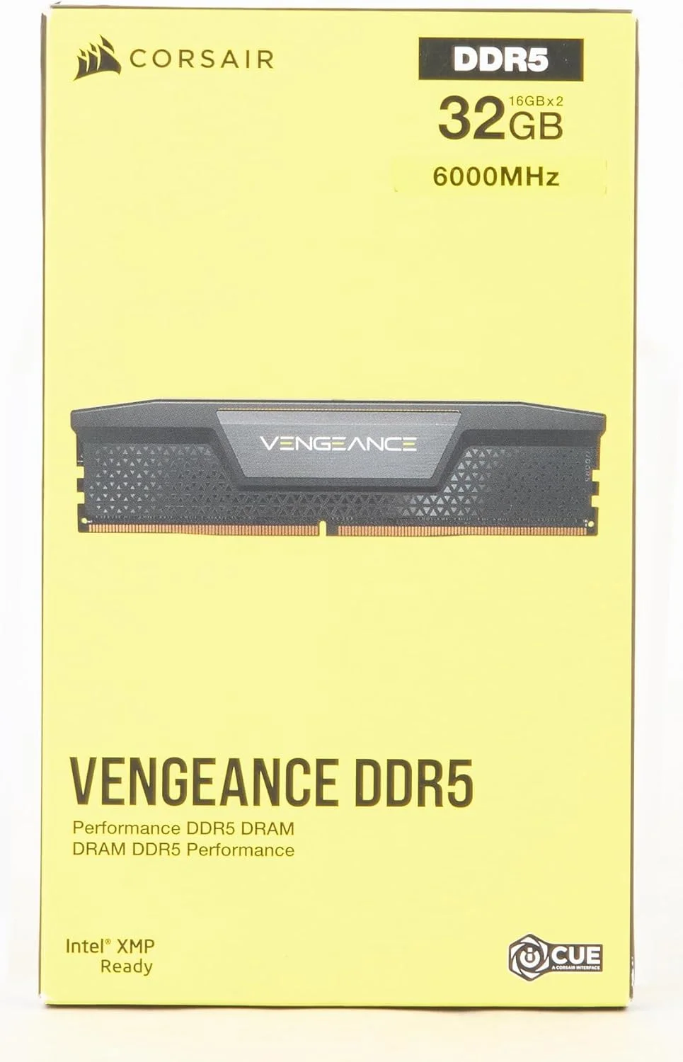 حافظه رم دسکتاپ 32 گیگابایتی Corsair VENGEANCE DDR5 (2x16GB) 6000MHz C36 بهینه شده برای Intel با تنظیم ولتاژ داخلی، مشکی، CMK32GX5M2D6000C36