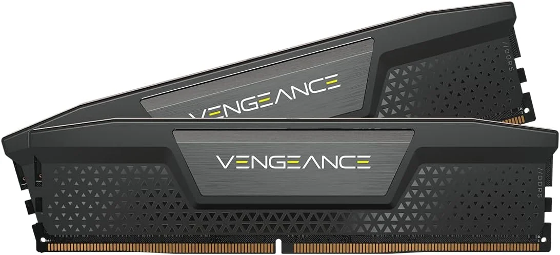 رم دسکتاپ 32 گیگابایتی (2x16GB) 4800 مگاهرتز Corsair VENGEANCE DDR5 با تایمینگ C40 بهینه شده برای Intel (تنظیم ولتاژ Onboard، پروفایل های XMP 3.0 سفارشی، فرم فاکتور فشرده، هیت سینک آلومینیومی جامد) مشکی