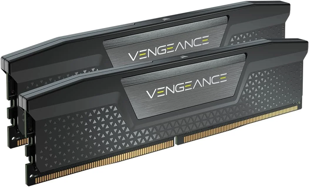 رم دسکتاپ 32 گیگابایتی (2x16GB) 4800 مگاهرتز Corsair VENGEANCE DDR5 با تایمینگ C40 بهینه شده برای Intel (تنظیم ولتاژ Onboard، پروفایل های XMP 3.0 سفارشی، فرم فاکتور فشرده، هیت سینک آلومینیومی جامد) مشکی