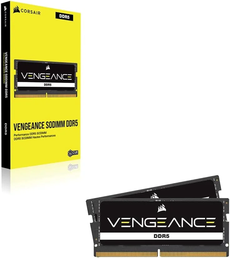 رم لپ تاپ CORSAIR Vengeance SODIMM DDR5 با ظرفیت 96 گیگابایت (2x48GB) و فرکانس 5600MHz CL48-48-48-90 1.10V Intel XMP 3.0 - مشکی (CMSX96GX5M2A5600C48)