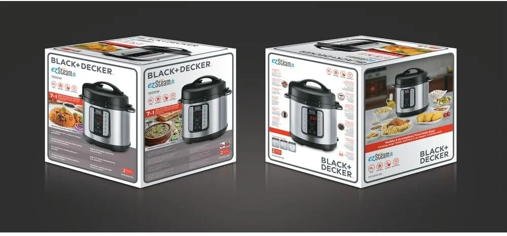دیگ بخار هوشمند BLACK+DECKER EZ، چند منظوره 1000 وات، پلوپز برقی قابل برنامه ریزی 7 در 1، ظرفیت 6.0 لیتر، نمایشگر LED دیجیتال، محافظت در برابر گرمای بیش از حد، تایمر تاخیری، مشکی/نقره ای، PCP1000-B5