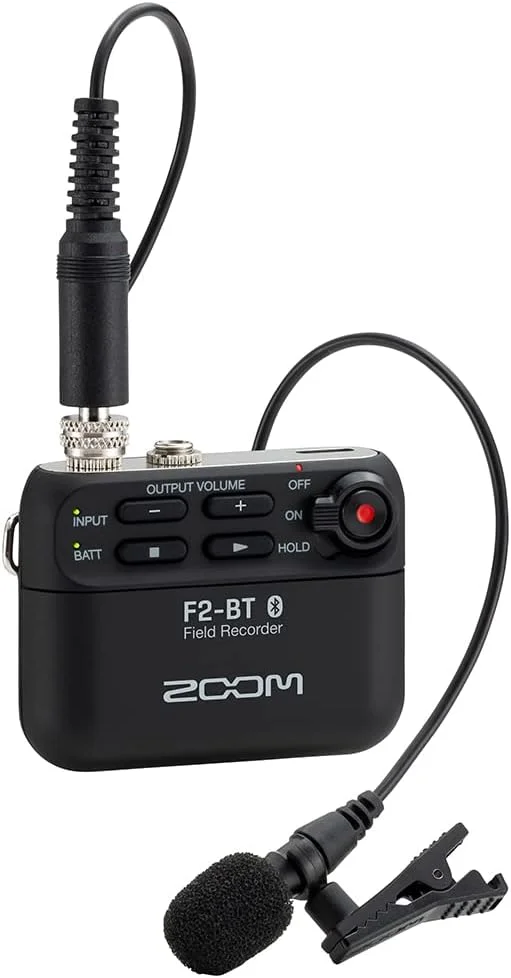 زوم - F2-BT - ضبط کننده میدانی بلوتوث + میکروفون یقه ای - مشکی زوم - F2-BT - ضبط کننده میدانی بلوتوث + میکروفون یقه ای - مشکی
