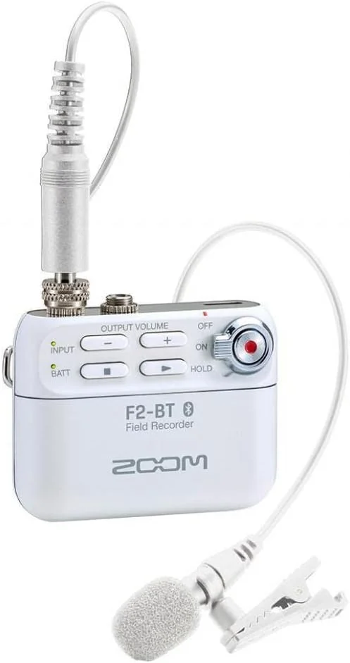 ضبط کننده میدانی زوم F2-BT سفید با بلوتوث و میکروفون لاوالیر ضبط کننده میدانی زوم F2-BT سفید با بلوتوث و میکروفون لاوالیر