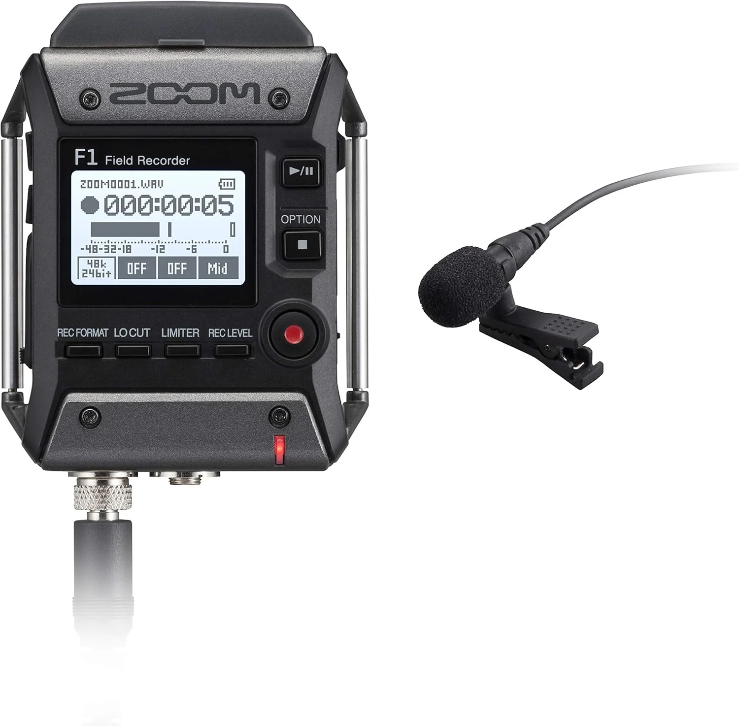 ضبط کننده صدا Zoom F1-Lp Lavalier Body-Pack، ضبط کننده صدا برای ویدیو، ضبط بر روی کارت SD، با باتری کار می کند، شامل میکروفون Lavalier