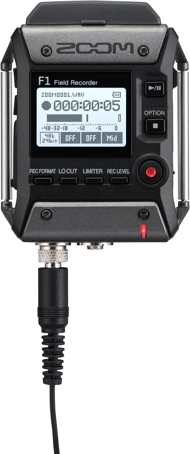 ضبط کننده صدا Zoom F1-Lp Lavalier Body-Pack، ضبط کننده صدا برای ویدیو، ضبط بر روی کارت SD، با باتری کار می کند، شامل میکروفون Lavalier