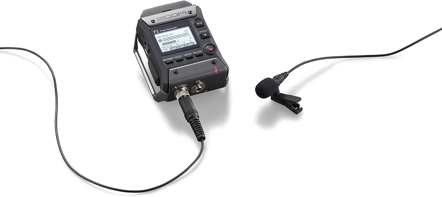 ضبط کننده صدا Zoom F1-Lp Lavalier Body-Pack، ضبط کننده صدا برای ویدیو، ضبط بر روی کارت SD، با باتری کار می کند، شامل میکروفون Lavalier