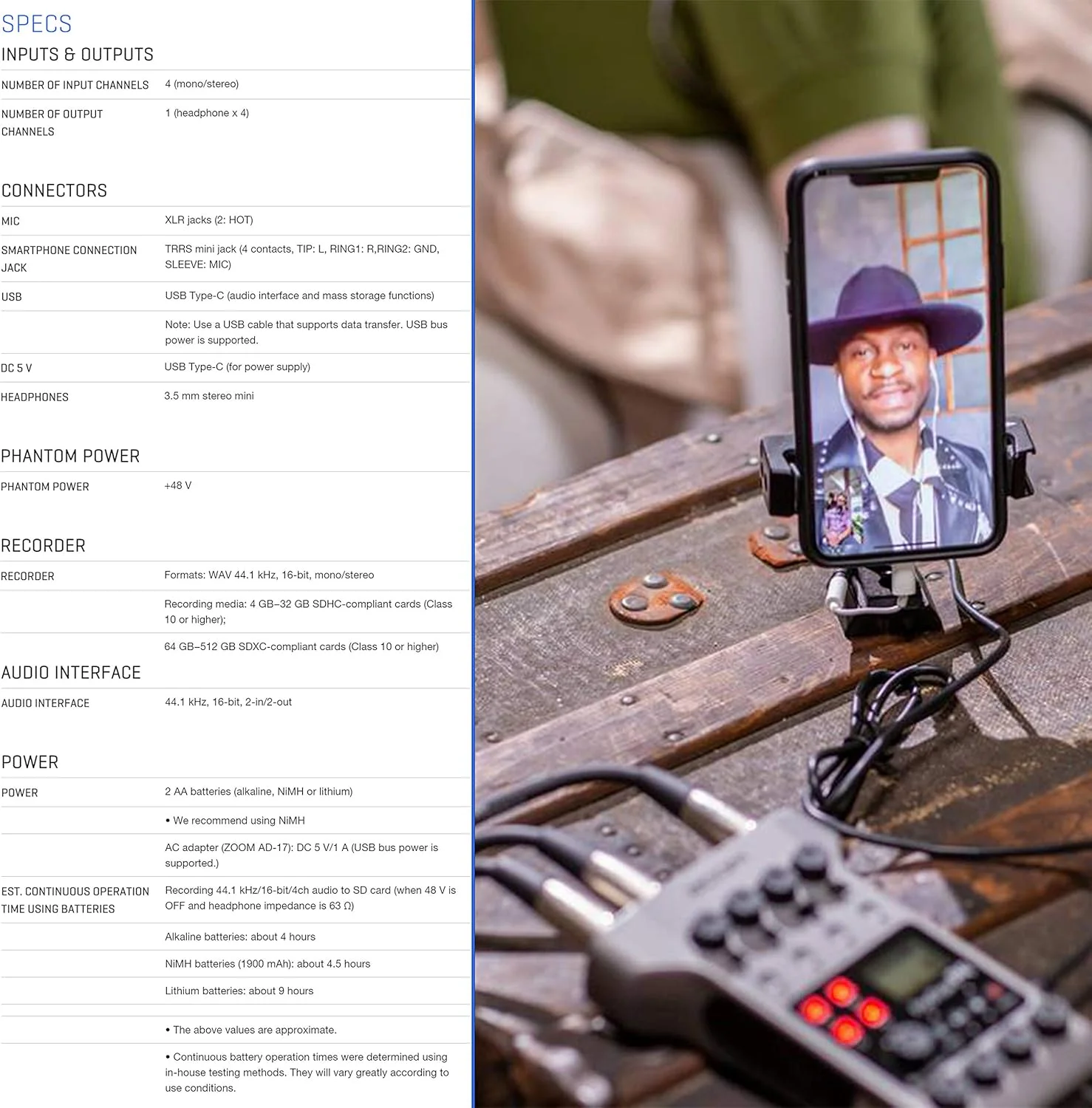 دستگاه ضبط پادکست پرتابل زوم مدل PodTrak P4 به همراه کارت حافظه 64 گیگابایتی SDXC، 4 عدد میکروفون دستی کاردیوئید داینامیک، 4 عدد هدفون استریو، 4 عدد فوم بادگیر، 4 عدد پایه میکروفون رومیزی، باتری و شارژر