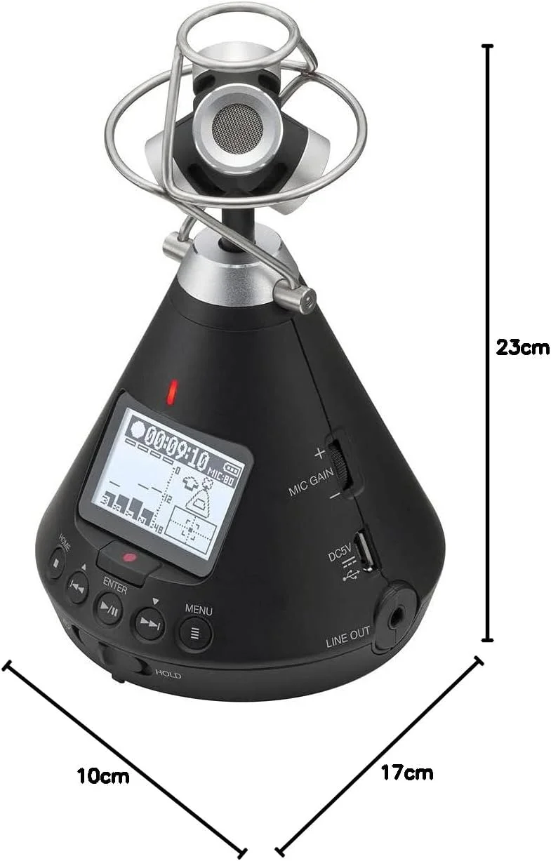 زوم - H3-VR - ضبط کننده صدای 360 درجه - ضبط صداهای Ambisonics و استریو، ضبط روی کارت SD، کنترل بی سیم، برای واقعیت مجازی و صدای فراگیر، ویدئو، موسیقی و استریمینگ