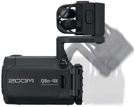 ضبط کننده ویدیویی دستی با کیفیت فوق العاده بالا Zoom Q8n-4K، ضبط صوتی چهار مسیره، برای ضبط/پخش موسیقی، پادکست + کارت حافظه microSDXC 128 گیگابایتی + باتری قابل شارژ + لوازم جانبی - بسته نرم افزاری