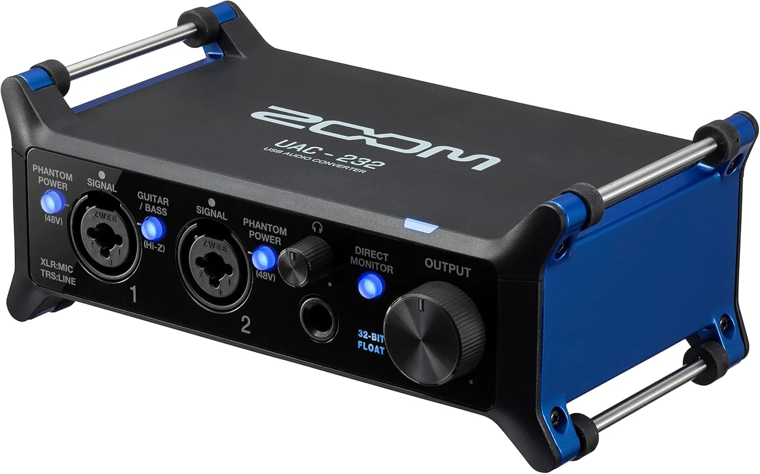 مبدل صوتی زوم UAC-232 با 32 بیت شناور، کارت صدا، 2 ورودی ترکیبی XLR/TRS، خروجی هدفون، نرخ نمونه برداری 192 کیلوهرتز، برای موسیقی و استریم