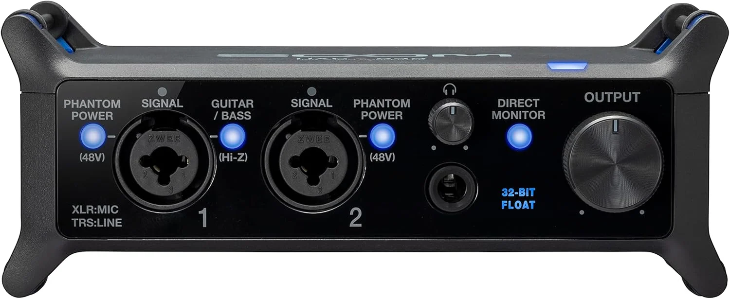 مبدل صوتی زوم UAC-232 با 32 بیت شناور، کارت صدا، 2 ورودی ترکیبی XLR/TRS، خروجی هدفون، نرخ نمونه برداری 192 کیلوهرتز، برای موسیقی و استریم