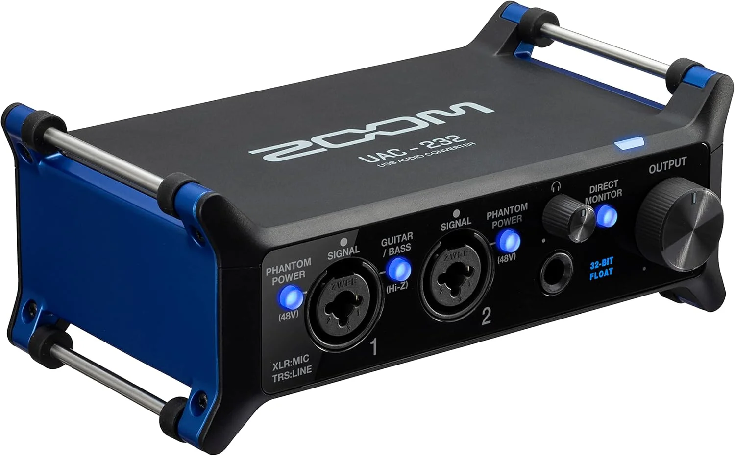 مبدل صوتی زوم UAC-232 با 32 بیت شناور، کارت صدا، 2 ورودی ترکیبی XLR/TRS، خروجی هدفون، نرخ نمونه برداری 192 کیلوهرتز، برای موسیقی و استریم