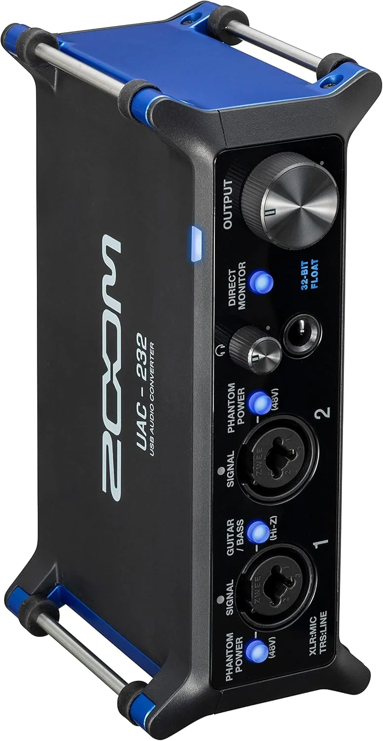 مبدل صوتی زوم UAC-232 با 32 بیت شناور، کارت صدا، 2 ورودی ترکیبی XLR/TRS، خروجی هدفون، نرخ نمونه برداری 192 کیلوهرتز، برای موسیقی و استریم