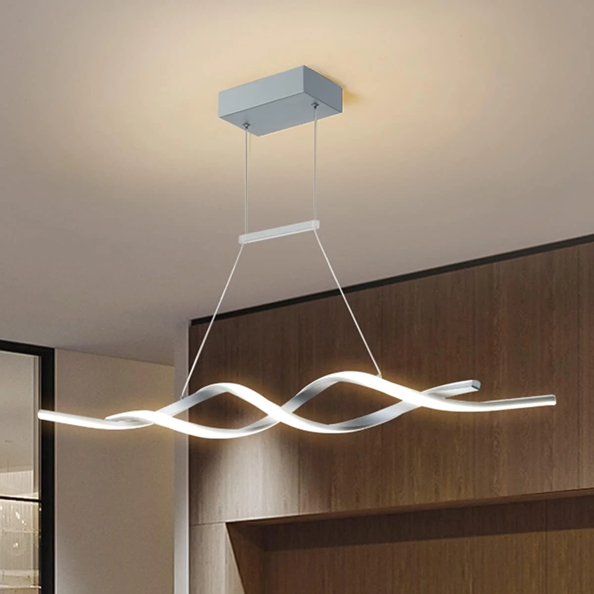 چراغ آویز مدرن Jaycomey، لوستر LED دیمر شونده با کنترل از راه دور، لوستر موجی شکل، مناسب برای اتاق ناهارخوری، جزیره آشپزخانه، رستوران، اتاق نشیمن، 3000-6000K، 28 وات، خاکستری چراغ آویز مدرن Jaycomey، لوستر LED دیمر شونده با کنترل از راه دور، لوستر موجی شکل، مناسب برای اتاق ناهارخوری، جزیره آشپزخانه، رستوران، اتاق نشیمن، 3000-6000K، 28 وات، خاکستری