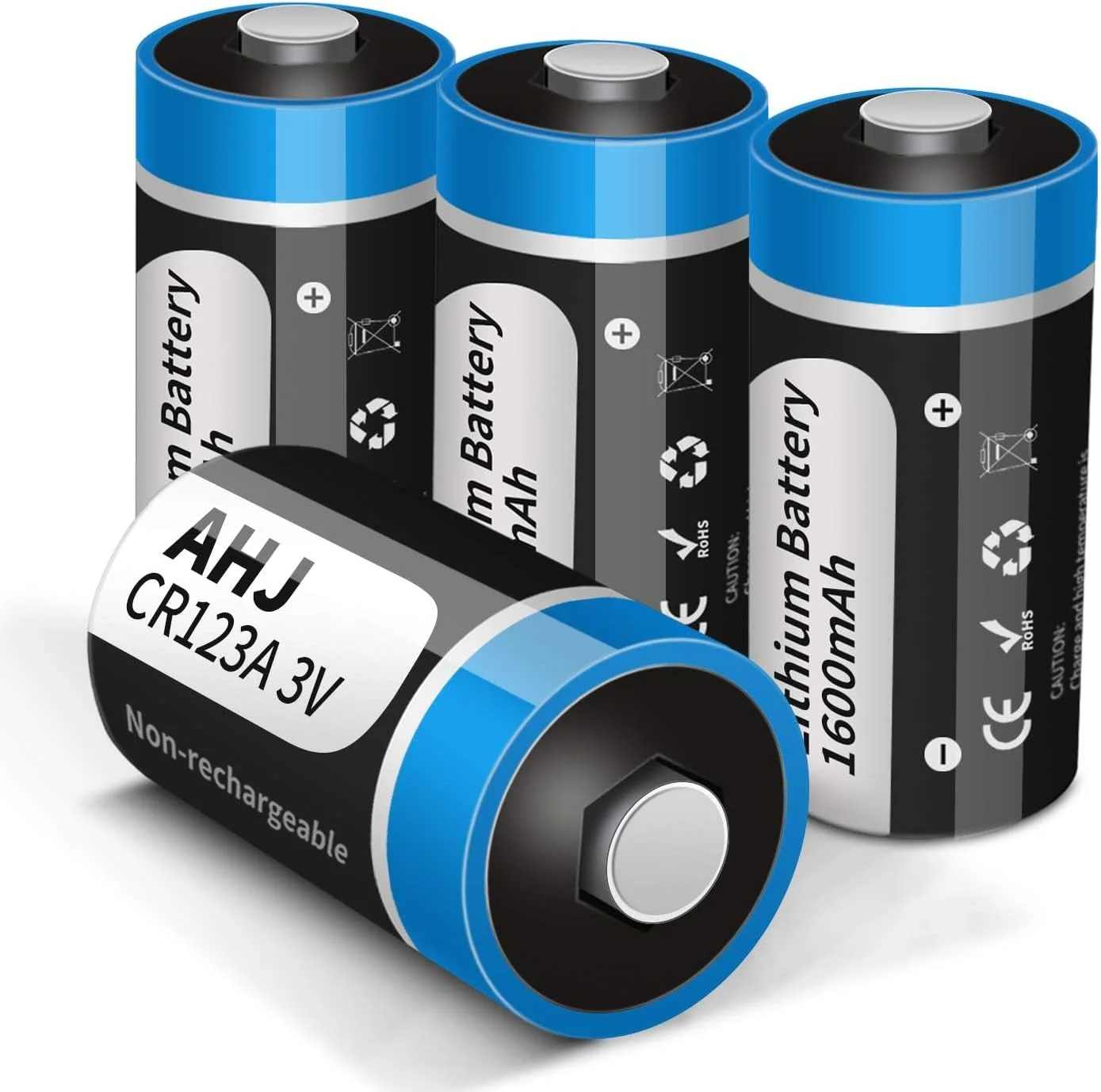 باتری‌های لیتیومی 3 ولت AHJ CR123A (بسته 4 عددی باتری یکبار مصرف 1600 میلی آمپر ساعت)، CR123 / CR123A / CR17345، ایده آل برای بازکننده درب گاراژ، سیستم دزدگیر، مینی رادیو، رادیو تریگر برای دوربین، اندازه گیری