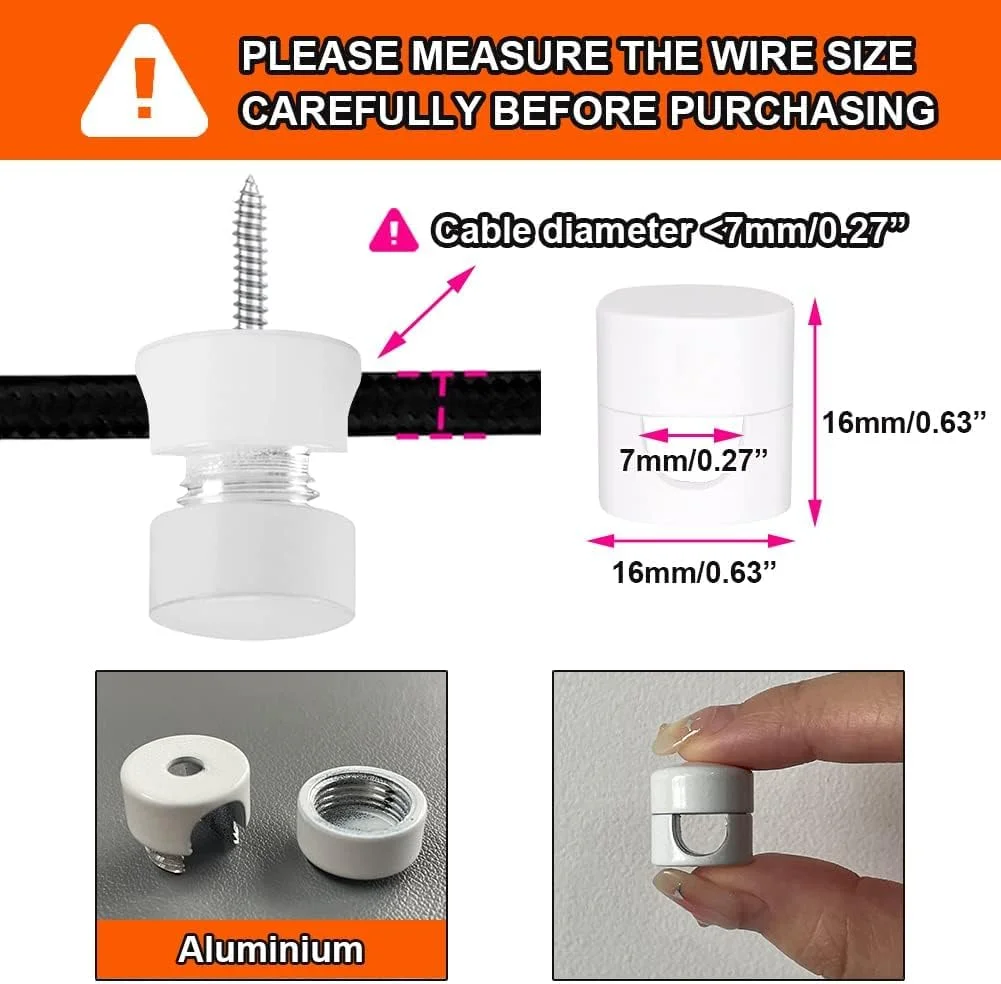 قلاب آویز KASTWAVE برای کابل چراغ های سقفی لوستر، بسته 6 عددی قلاب فلزی آویز برای چراغ های آویز سقفی، قلاب چراغ آویز برای لامپ سقفی، قلاب های سقفی سفید