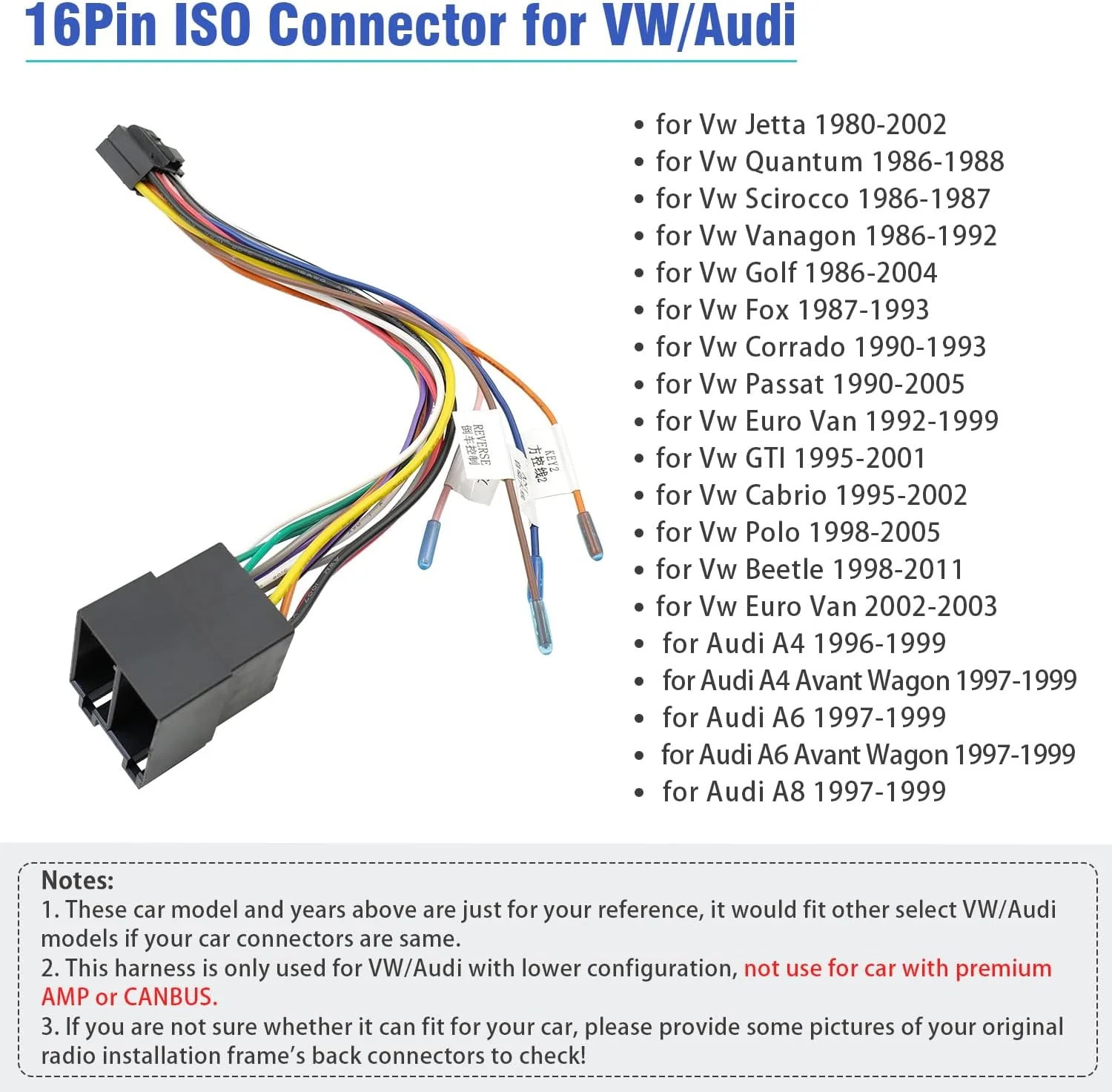 سیم کشی 16 پین رادیو پخش اندروید خودرو Jayubien به آداپتور استریو ISO 16 پین با اتصالات لب به لب، کنترل فرمان، کابل تریگر دنده عقب