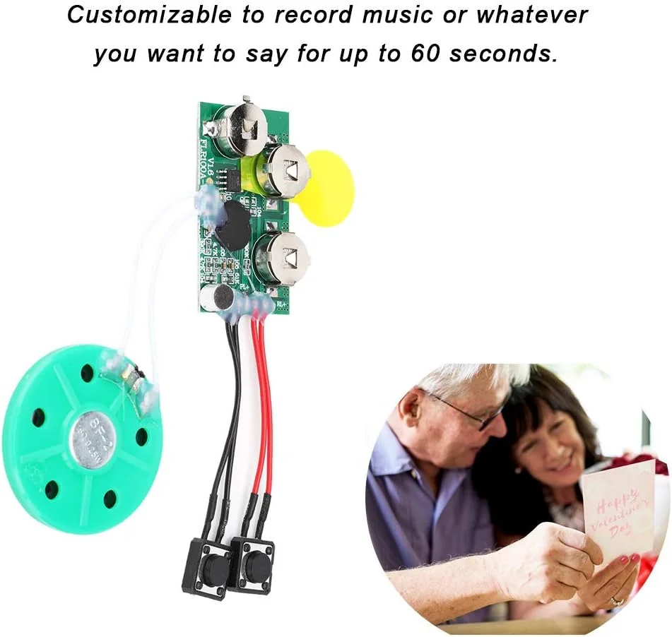 ماژول کارت پستال تبریک DIY مدل VELATEMOR با قابلیت ضبط صدا 60 ثانیه، چیپ صدا برای کارت پستال تبریک DIY، پشتیبانی از ضبط صدا، ضبط کننده رادیویی، مناسب برای جعبه ها و صنایع دستی (#2) ماژول کارت پستال تبریک DIY مدل VELATEMOR با قابلیت ضبط صدا 60 ثانیه، چیپ صدا برای کارت پستال تبریک DIY، پشتیبانی از ضبط صدا، ضبط کننده رادیویی، مناسب برای جعبه ها و صنایع دستی (#2)