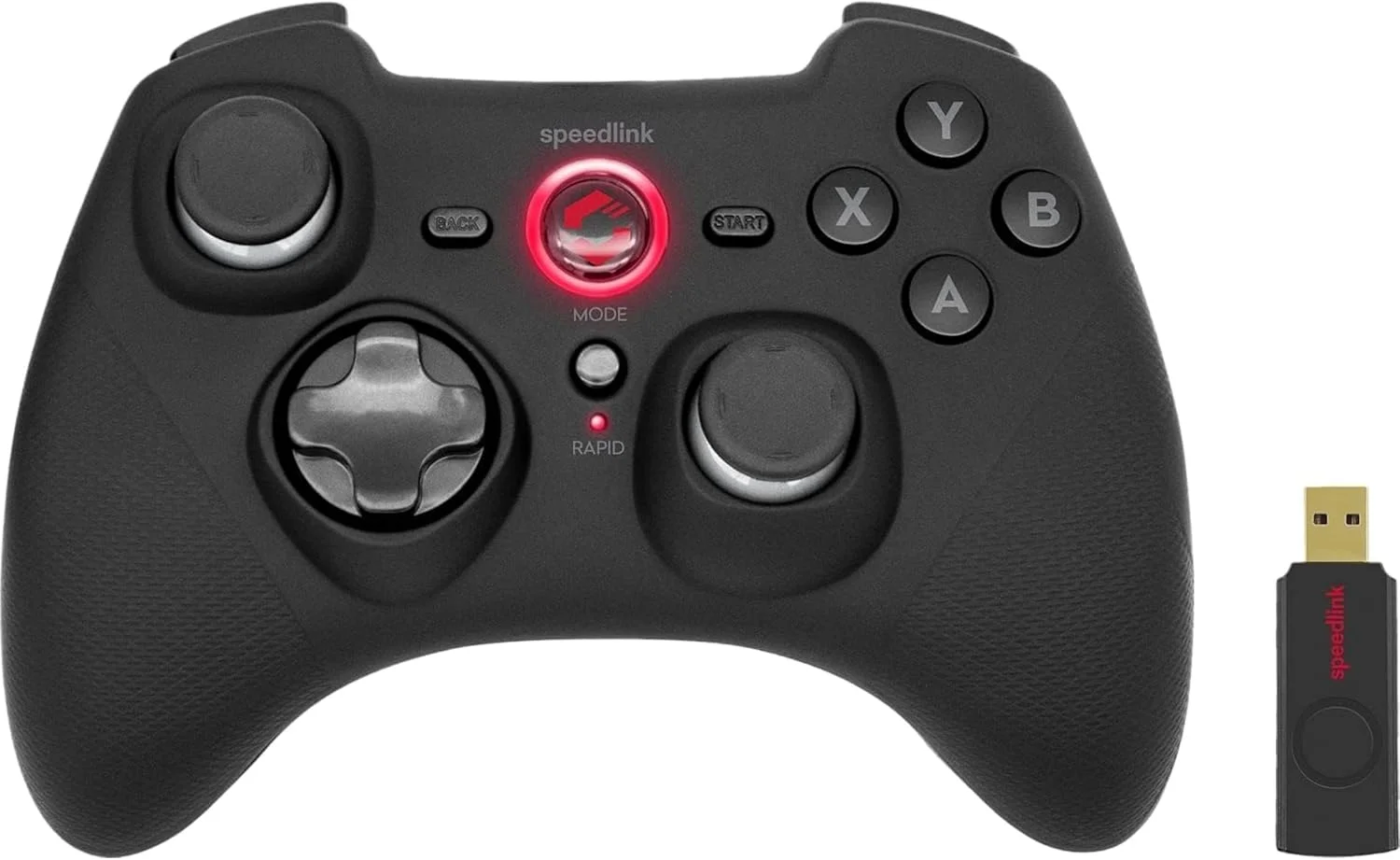 گیم پد بی سیم اسپیدلینک RAIT - گیم پد بی سیم با عملکرد لرزش، برای PC/PS3/Switch، مشکی