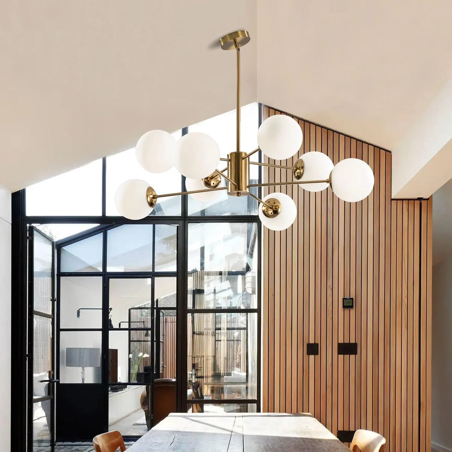 لوستر اسپوتنیک شیشه ای 8 شاخه KCO Lighting، لوستر مدرن طلایی، چراغ آویز، چراغ سقفی گوی توپی وینتیج، مناسب برای نصب روی سقف و جزیره آشپزخانه لوستر اسپوتنیک شیشه ای 8 شاخه KCO Lighting، لوستر مدرن طلایی، چراغ آویز، چراغ سقفی گوی توپی وینتیج، مناسب برای نصب روی سقف و جزیره آشپزخانه