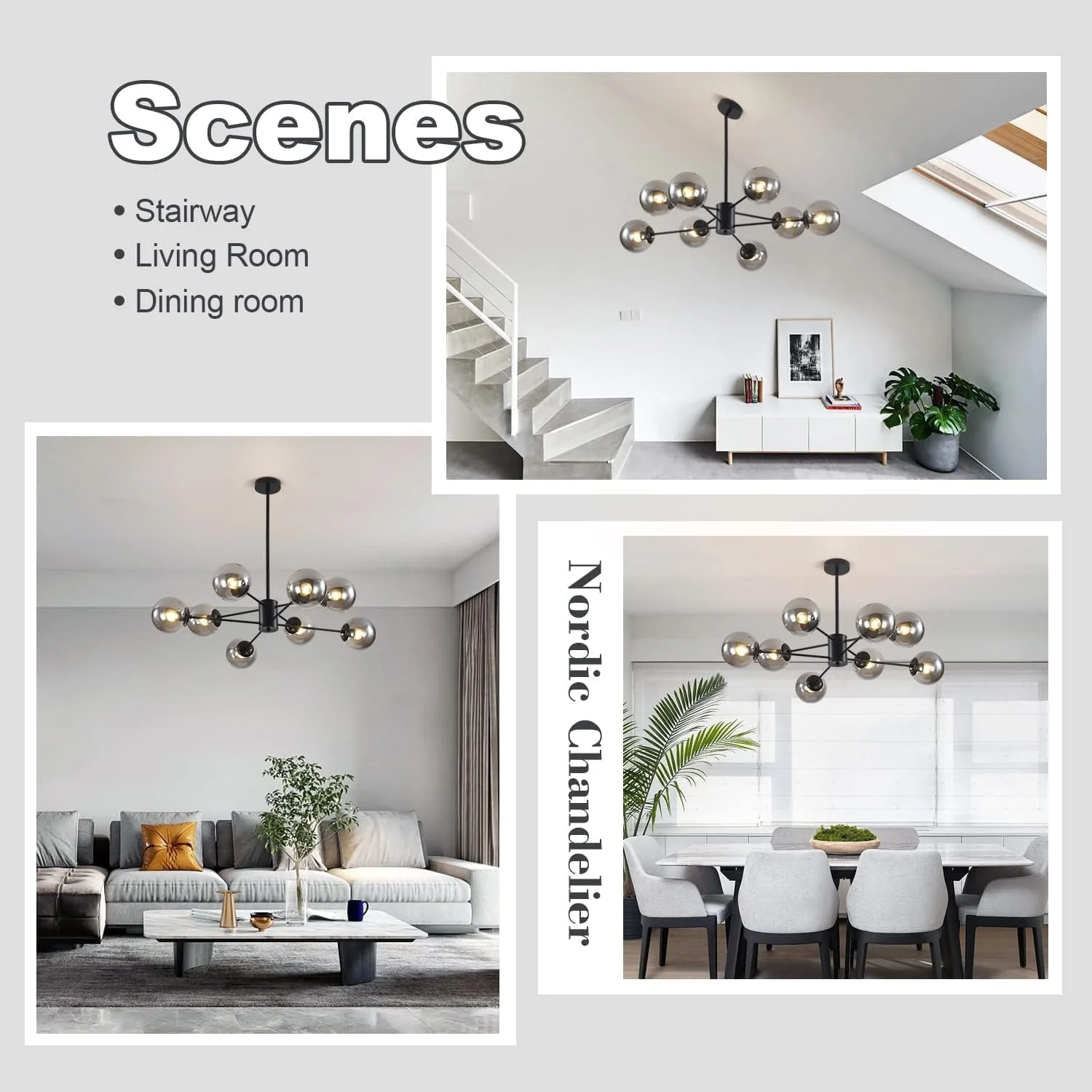 لوستر مدرن کروی شیشه ای KCO Lighting، لوستر 8 شاخه مدل Sputnik، چراغ آویز مدرن اواسط قرن، لوستر صنعتی طرح خانه روستایی (مشکی + خاکستری دودی) لوستر مدرن کروی شیشه ای KCO Lighting، لوستر 8 شاخه مدل Sputnik، چراغ آویز مدرن اواسط قرن، لوستر صنعتی طرح خانه روستایی (مشکی + خاکستری دودی)