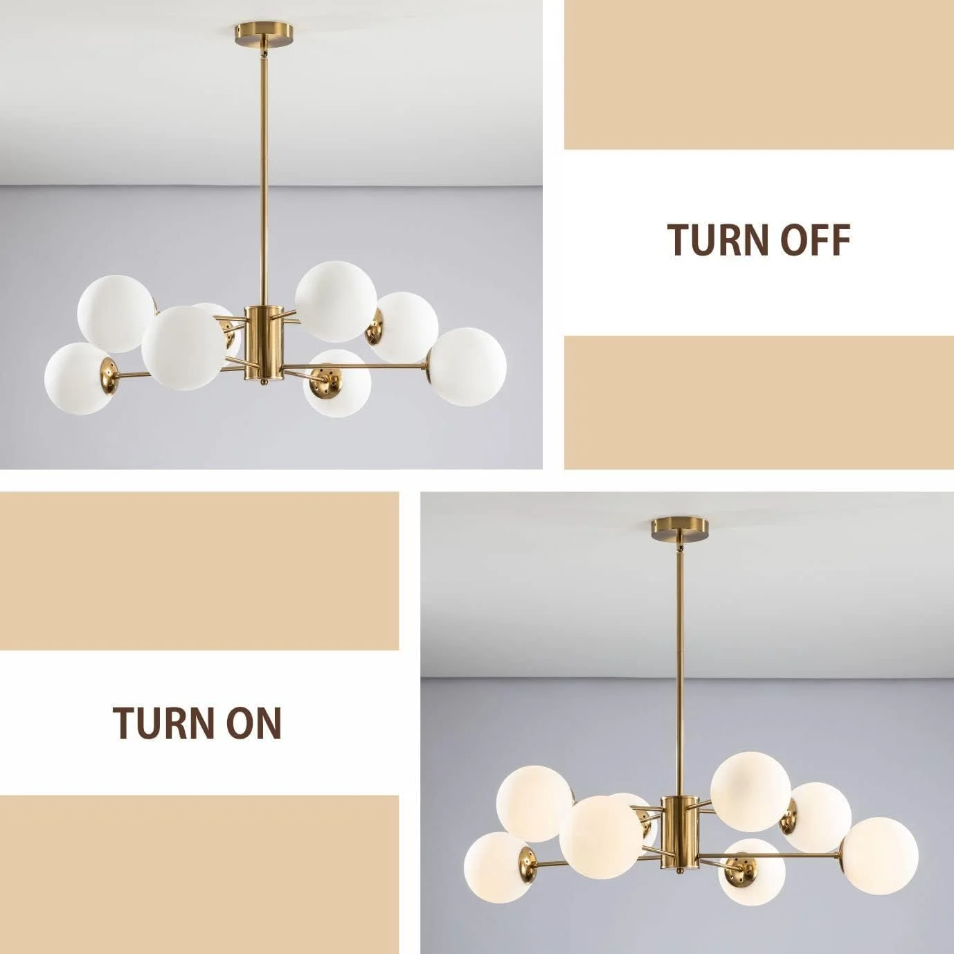 لوستر اسپوتنیک شیشه ای 8 شاخه KCO Lighting، لوستر مدرن طلایی، چراغ آویز، چراغ سقفی گوی توپی وینتیج، مناسب برای نصب روی سقف و جزیره آشپزخانه لوستر اسپوتنیک شیشه ای 8 شاخه KCO Lighting، لوستر مدرن طلایی، چراغ آویز، چراغ سقفی گوی توپی وینتیج، مناسب برای نصب روی سقف و جزیره آشپزخانه
