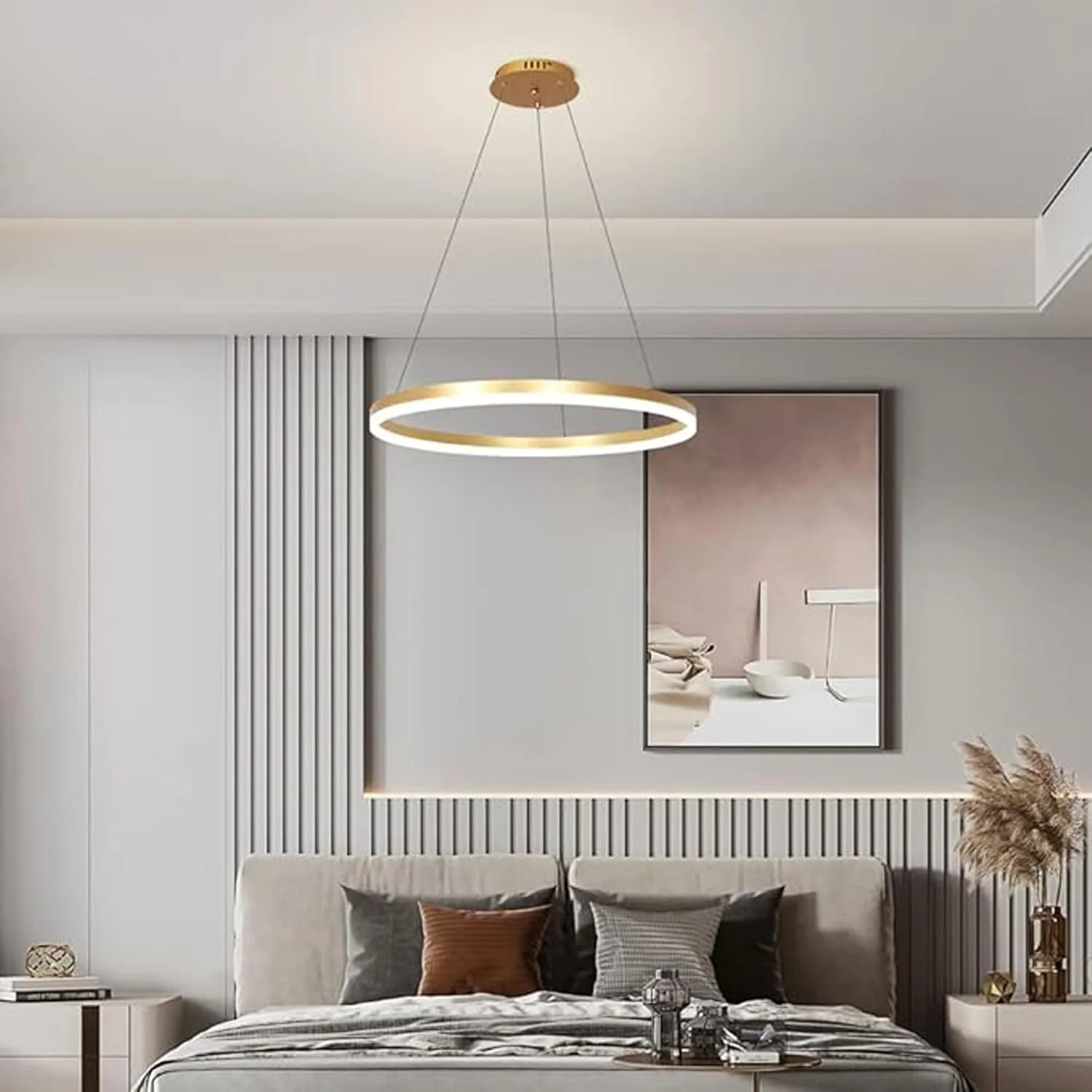 چراغ آویز LED - 60 وات با ریموت کنترل ~6000k سفید، 4500k خنثی، 3000k گرم~ جنس آکریلیک لوستر LED چراغ آویز مناسب اتاق نشیمن، اتاق خواب | لوستر آویز هوشمند دیمر دار (طلایی) چراغ آویز LED - 60 وات با ریموت کنترل ~6000k سفید، 4500k خنثی، 3000k گرم~ جنس آکریلیک لوستر LED چراغ آویز مناسب اتاق نشیمن، اتاق خواب | لوستر آویز هوشمند دیمر دار (طلایی)