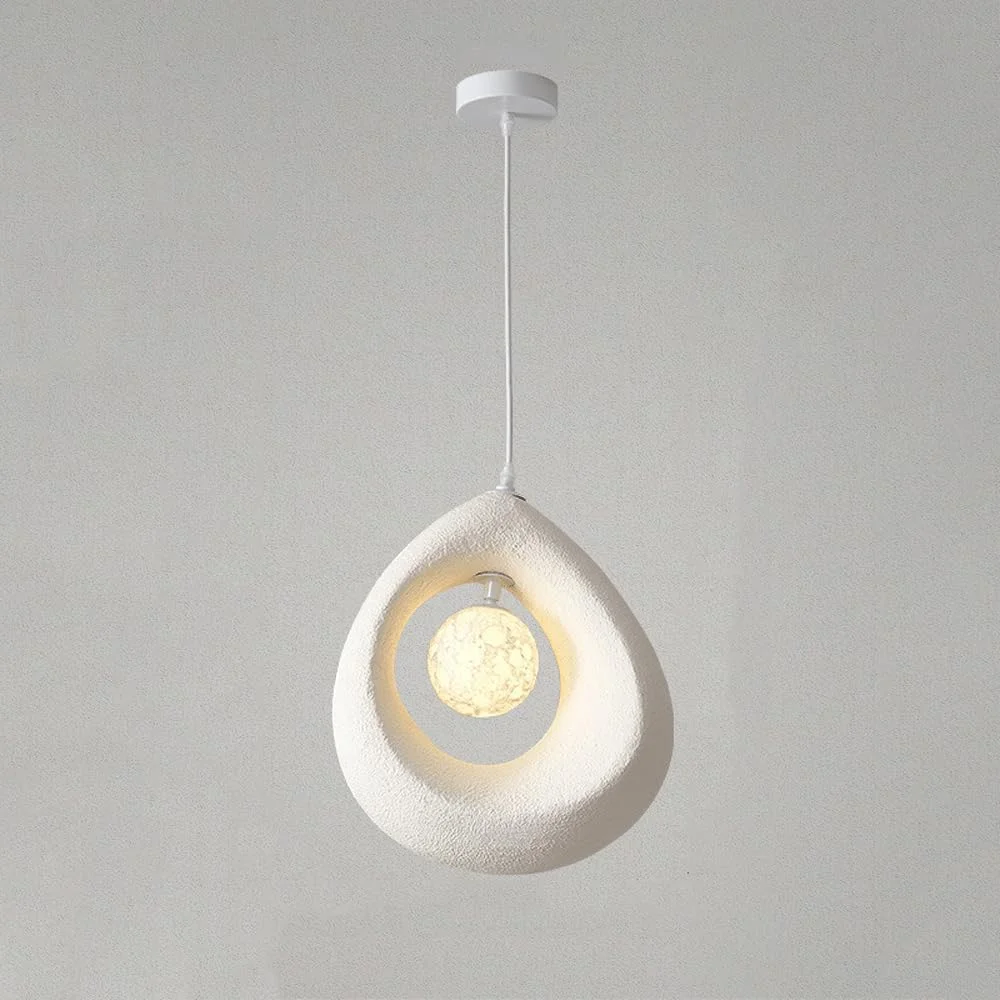 چراغ آویز مدرن آرت دکو، آباژور رزین سفید، لوستر Wabi Sabi، سیم 150 سانتی متری قابل تنظیم، سازگار با لامپ G9، نور گرم 3000K، مناسب برای اتاق غذاخوری و جزیره آشپزخانه