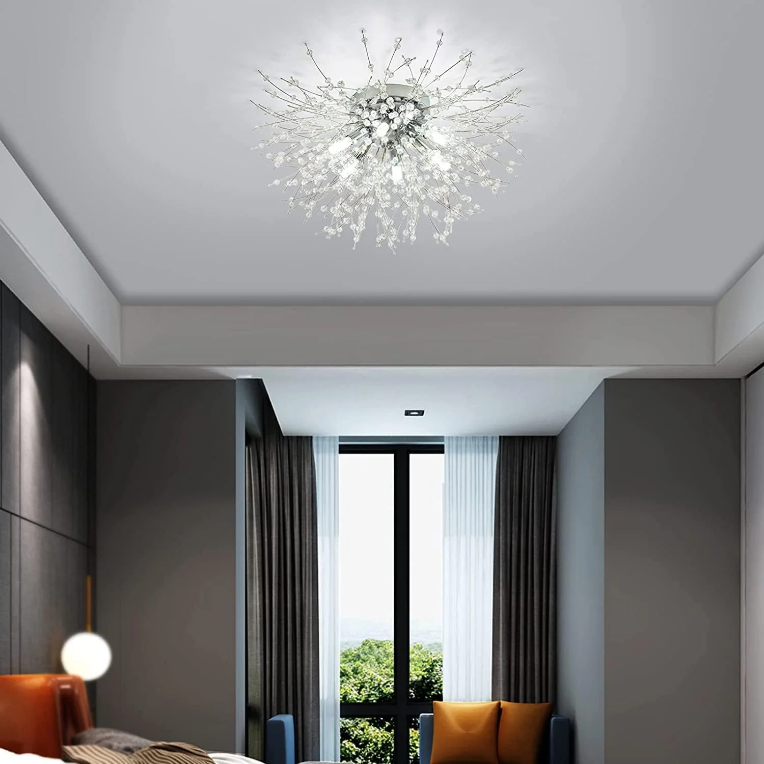 چراغ سقفی کریستالی مدرن Rayofly برای اتاق نشیمن، لوسترهای کرومی آتش بازی K9، 6 LED G9، چراغ های آویز سقفی لوستر برای اتاق خواب، اتاق غذاخوری، راهرو