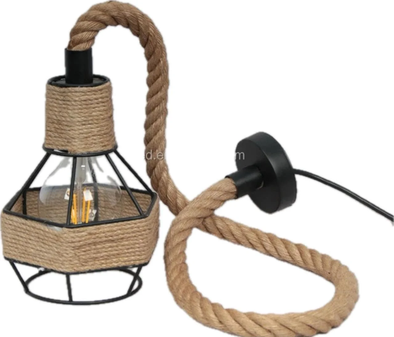 چراغ آویز سبدی کوچک، چراغ های آویز رزینی، چراغ های کنفی مدرن مشکی برای اتاق نشیمن، چراغ های مطالعه لوستر. چراغ آویز سبک طناب کنفی، چراغ آویز طناب کنفی، لوستر صنعتی