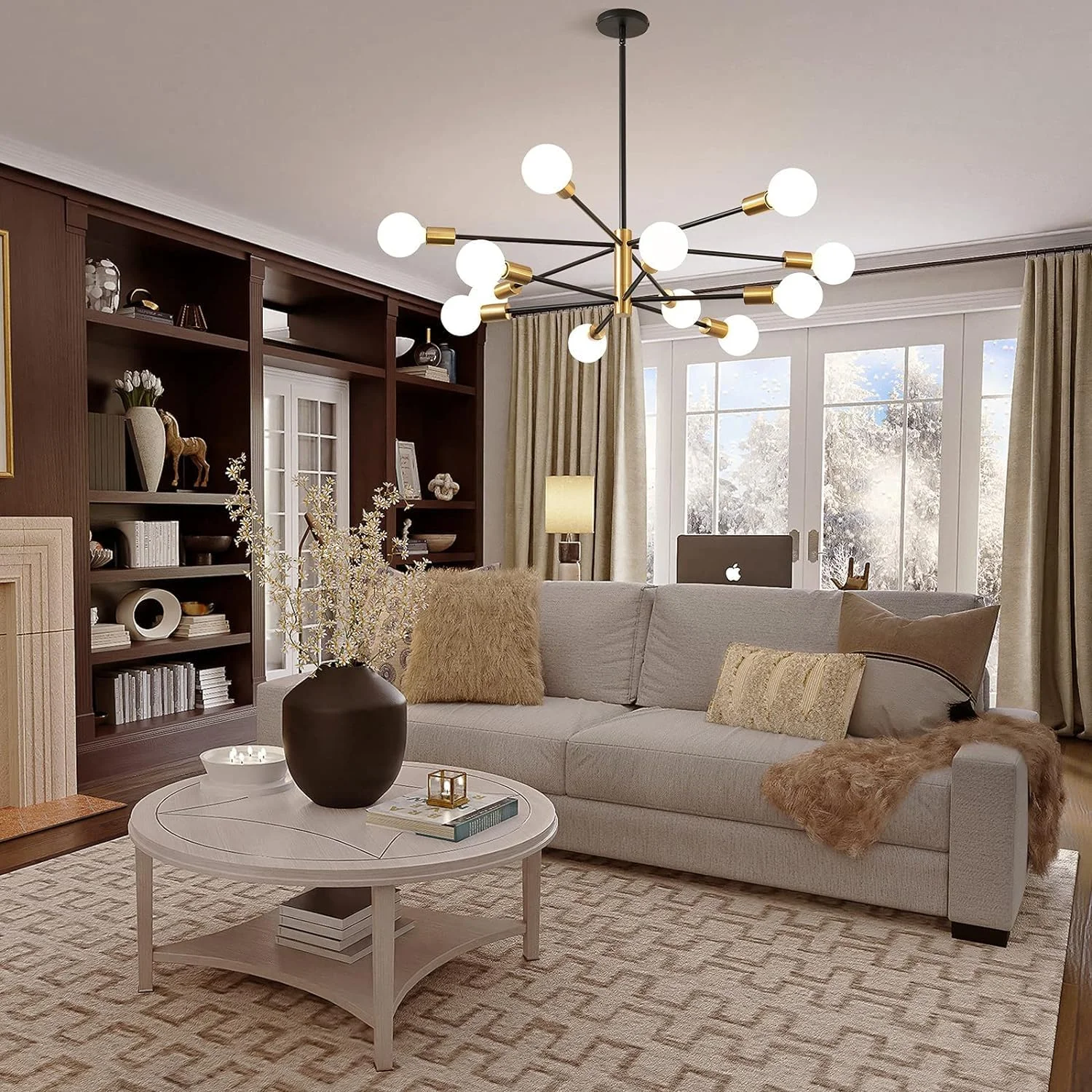 لوستر مدرن Skade، لوسترهای سقفی طلایی مشکی Sputnik اواسط قرن، پایه E26، چراغ آویز قابل تنظیم ارتفاع شاخه ای برای جزیره آشپزخانه اتاق ناهارخوری اتاق نشیمن اتاق خواب (12 چراغ) لوستر مدرن Skade، لوسترهای سقفی طلایی مشکی Sputnik اواسط قرن، پایه E26، چراغ آویز قابل تنظیم ارتفاع شاخه ای برای جزیره آشپزخانه اتاق ناهارخوری اتاق نشیمن اتاق خواب (12 چراغ)